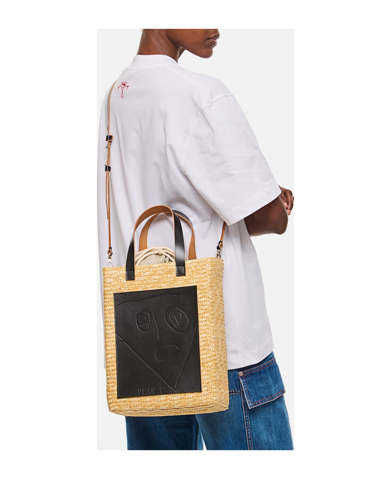 Plan C Straw Medium Shopper - Beige