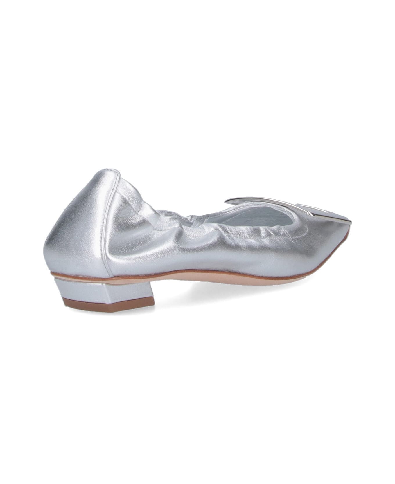 Roger Vivier 
belle Viviere
 Heeled Ballet Flats - Silver