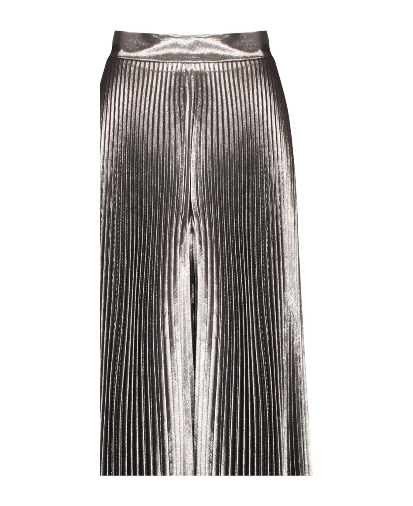 Max Mara Pianoforte Pleated Metallic Trousers - BROWN