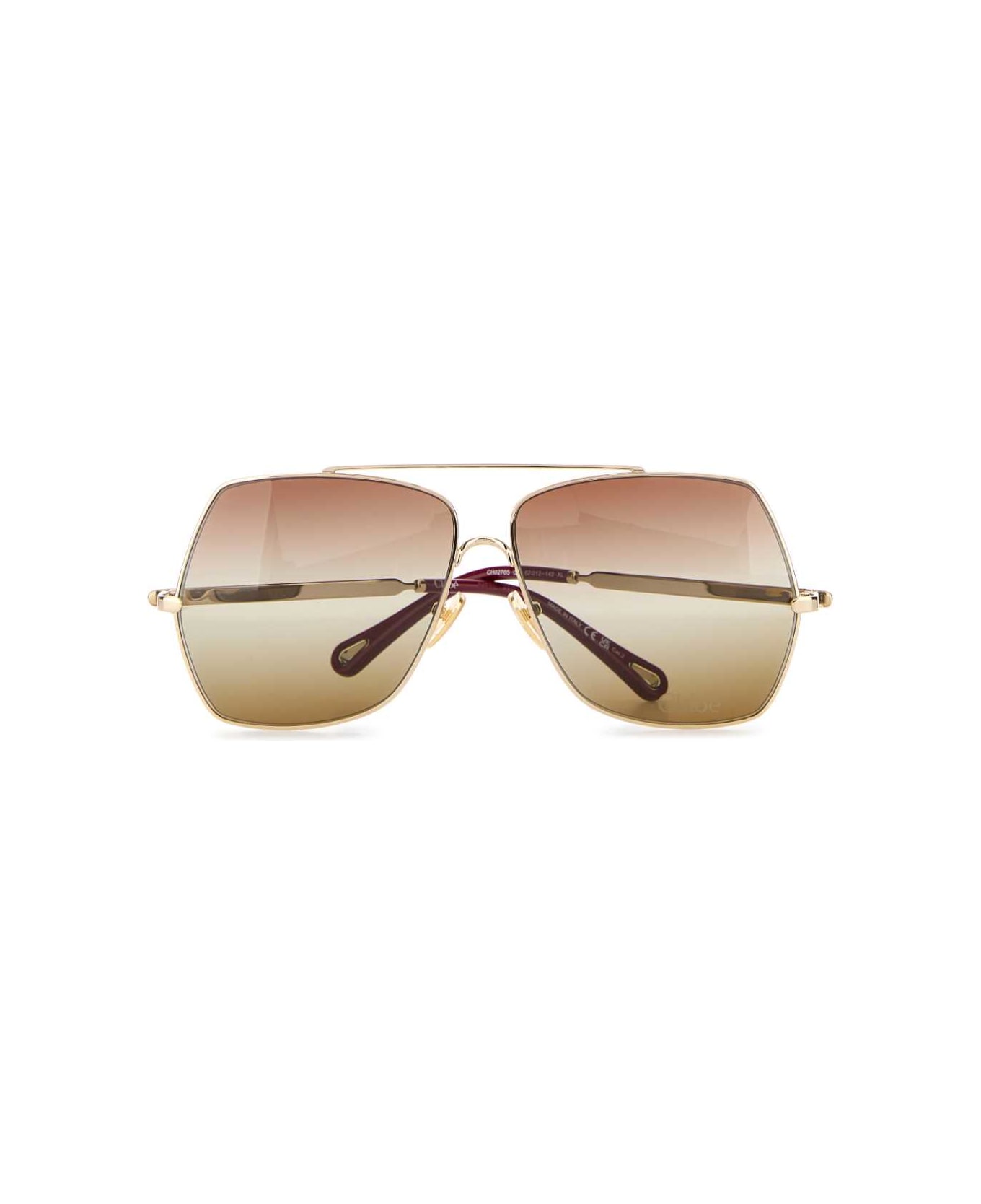 Chloé Platinum Metal Sunglasses - GOLDGOLDBROWN