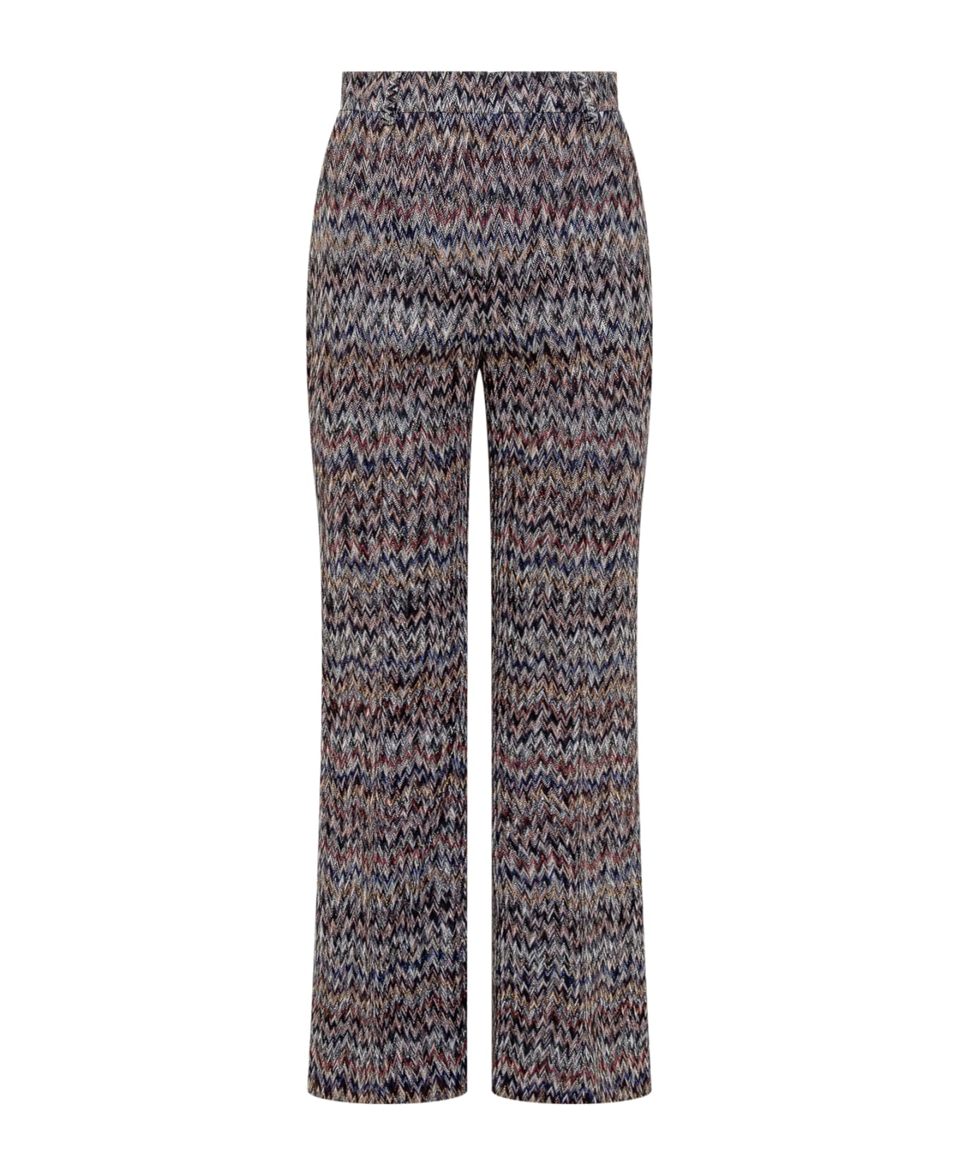 Missoni Cropped Trousers Viscose Blend Lamé Zig Zag - MULTICOLOR ON DARK BLUE ボトムス