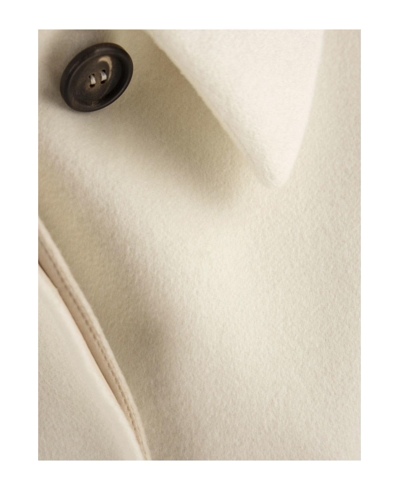 Brunello Cucinelli Double-breasted Cashmere Cloth Coat With Jewellery - White