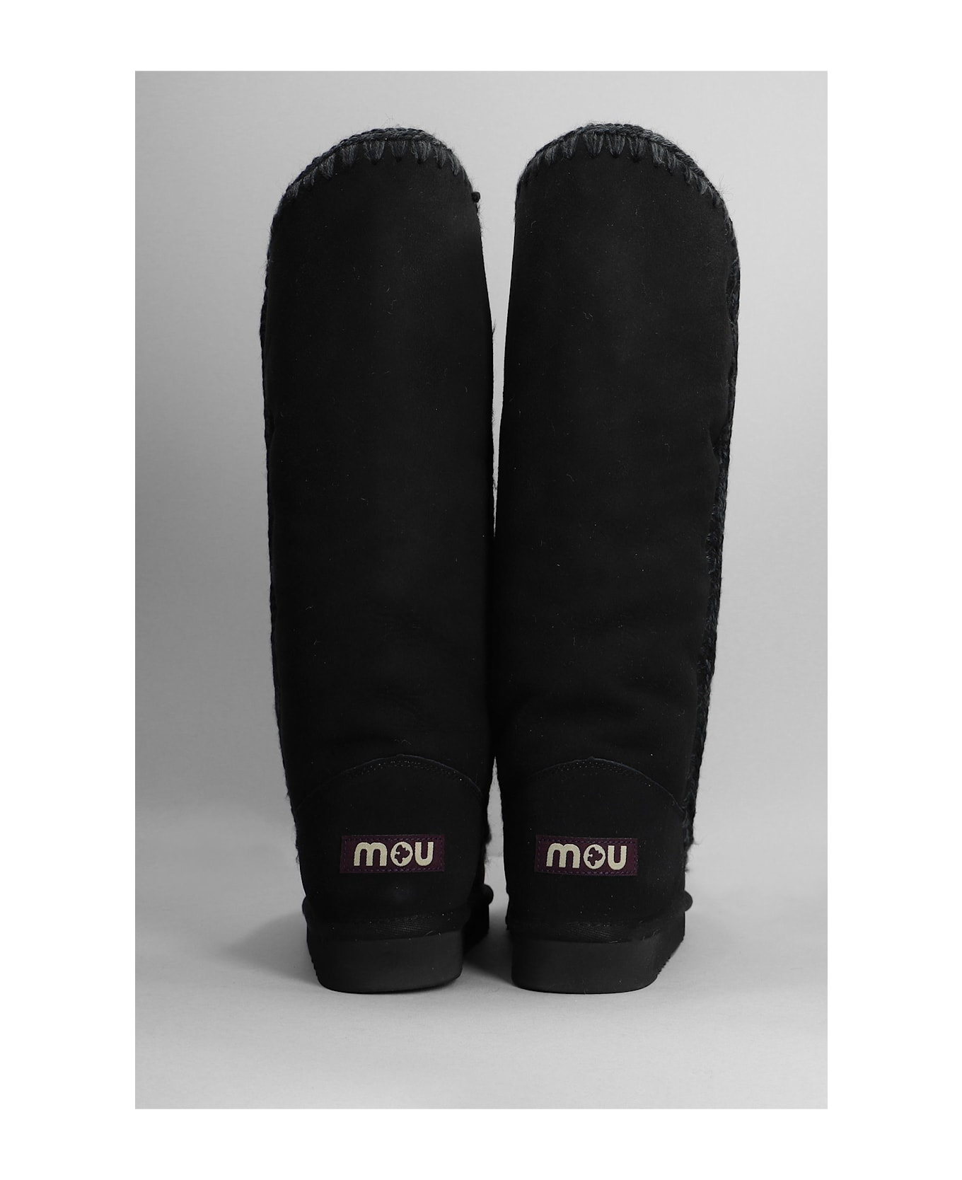 Mou Eskimo 40 Low Heels Boots In Black Suede - black