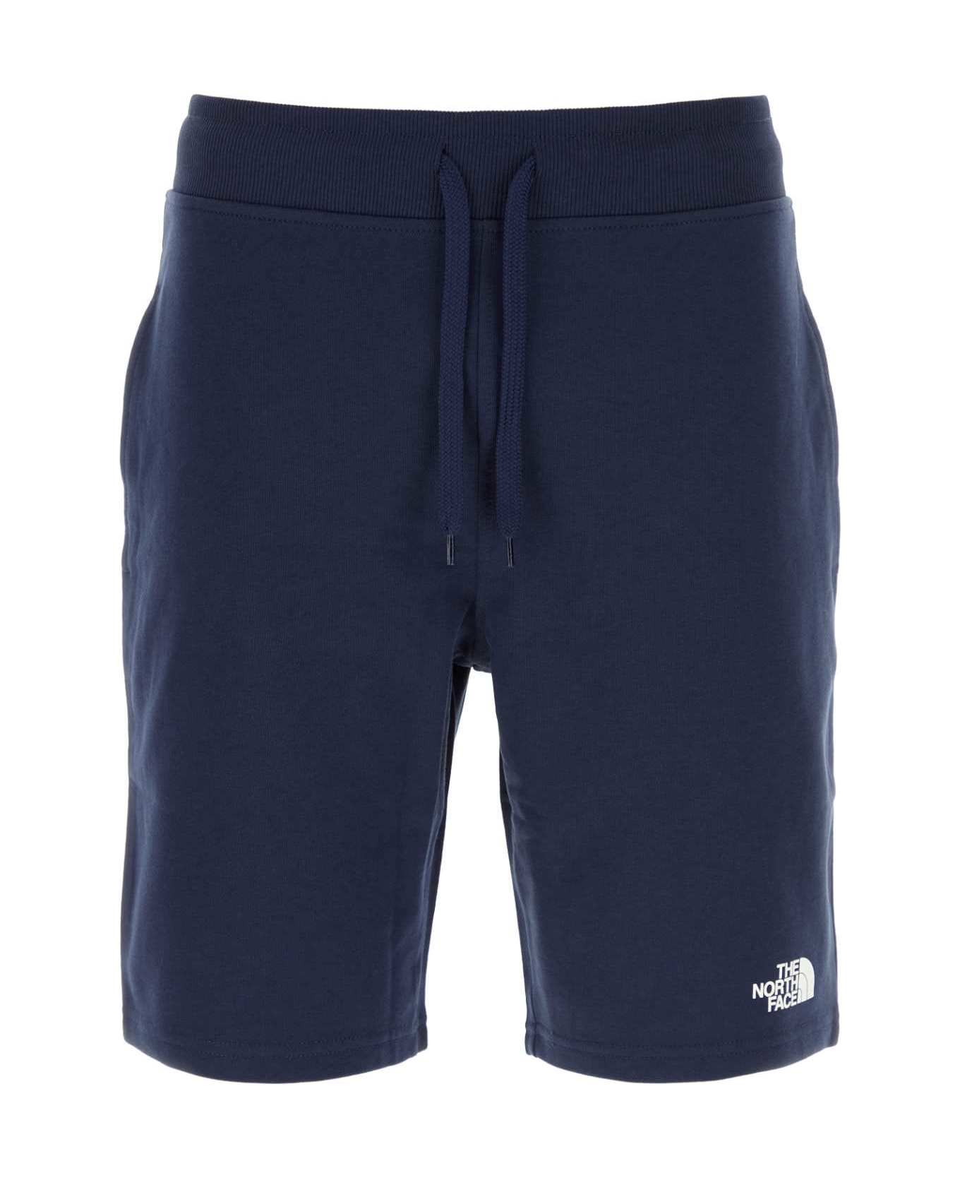 The North Face Navy Blue Cotton Bermuda Shorts - SUMMITNAVY