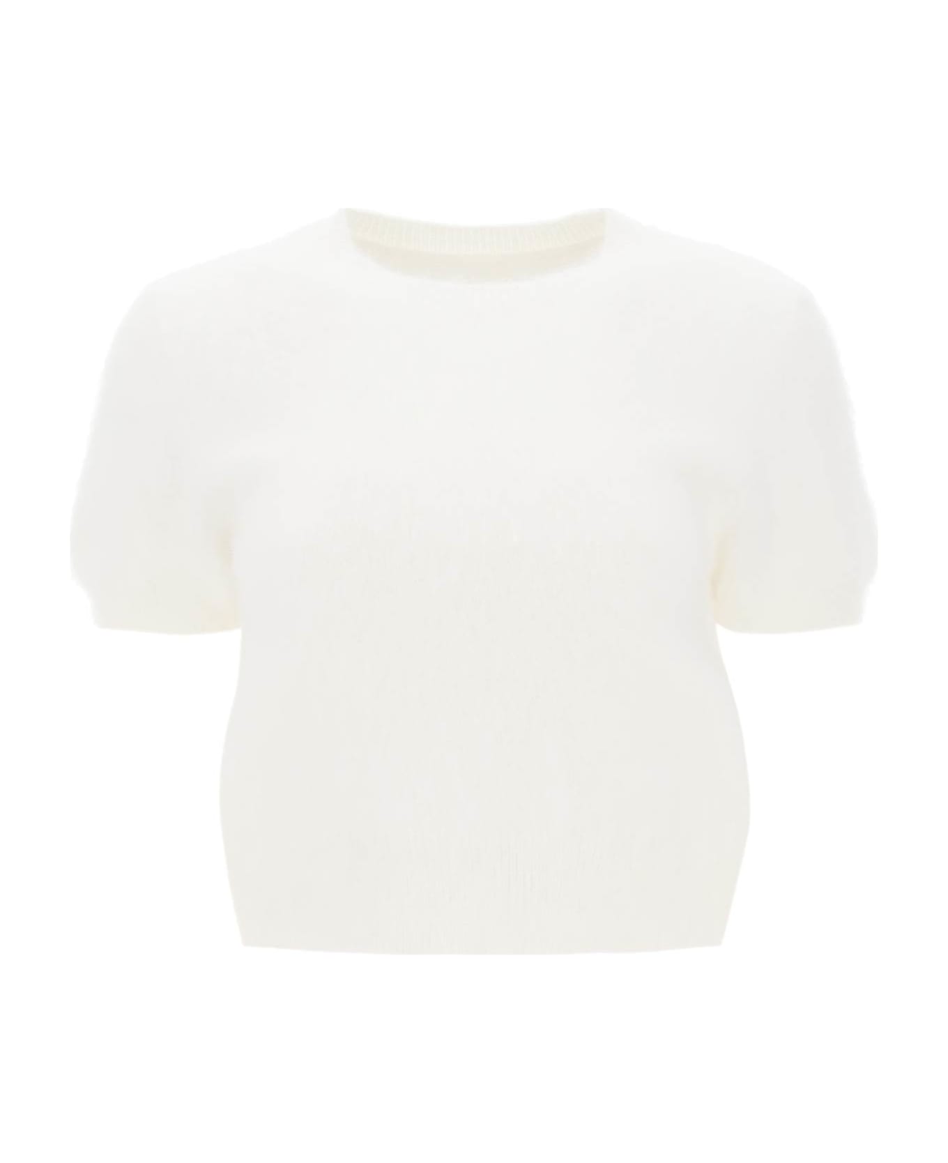 Maison Margiela Angora Wool Short-sleeved Top - White ニットウェア