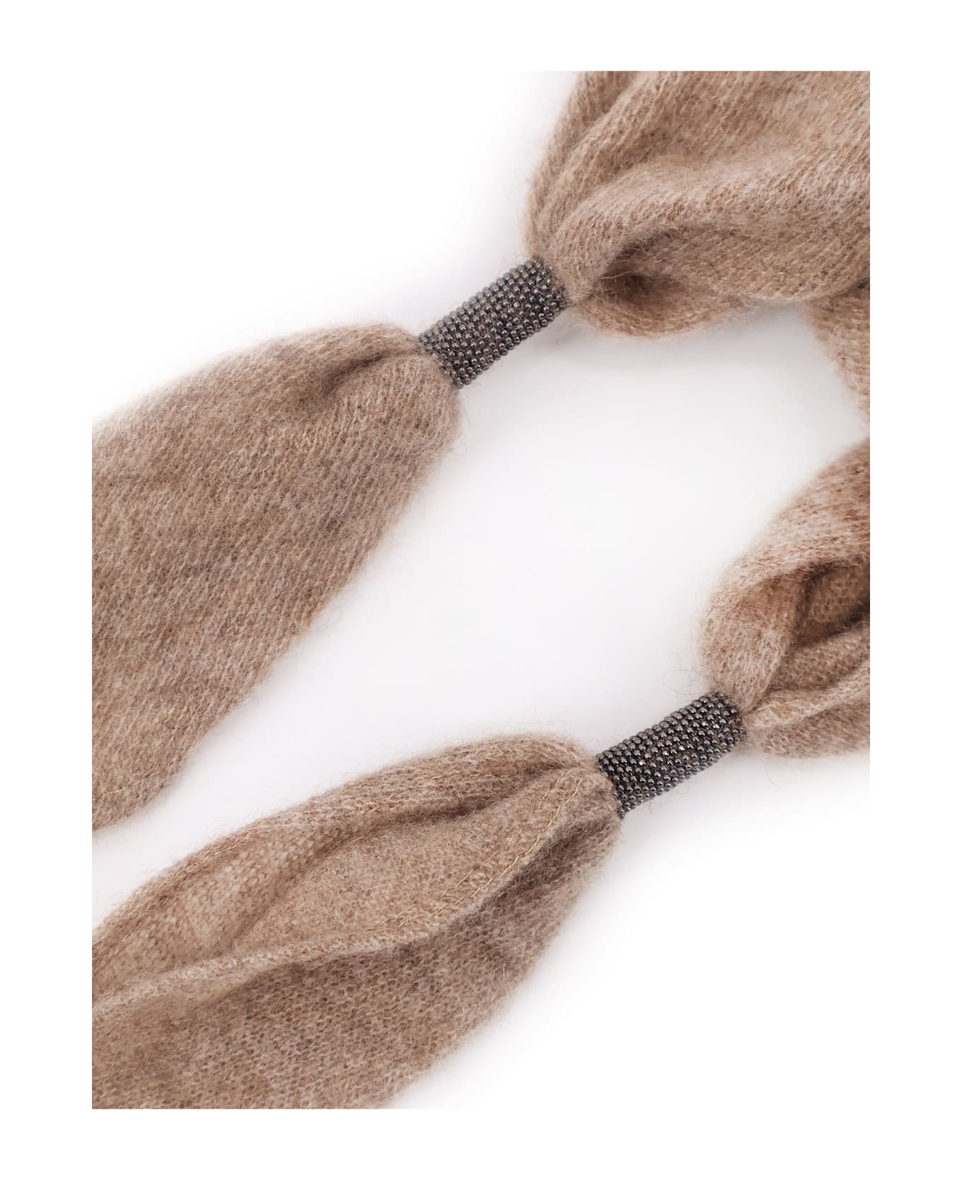 Brunello Cucinelli Cashmere Scarf With Monili Detail - Beige