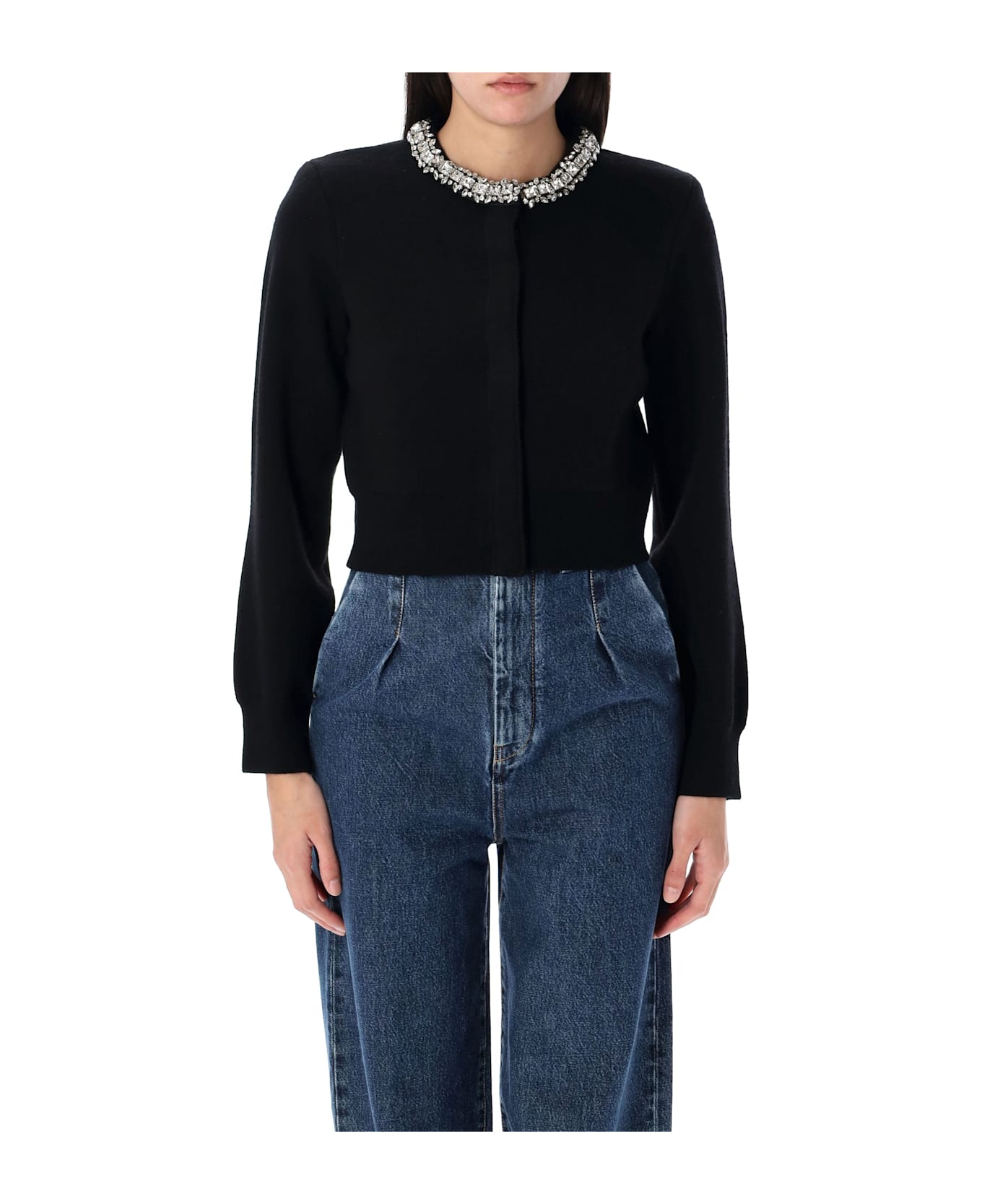 self-portrait Embellished Collar Cardigan - BLACK