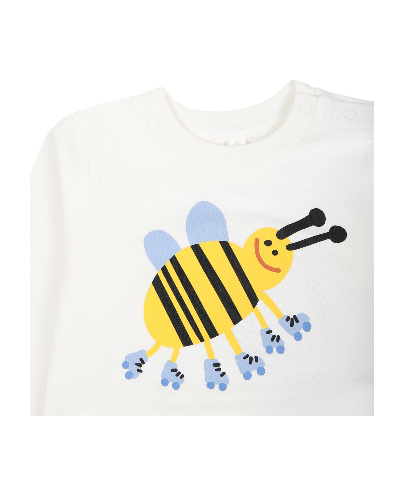 Stella McCartney Kids White Sweatshirt For Baby Girl With Bee - Bianco ニットウェア＆スウェットシャツ
