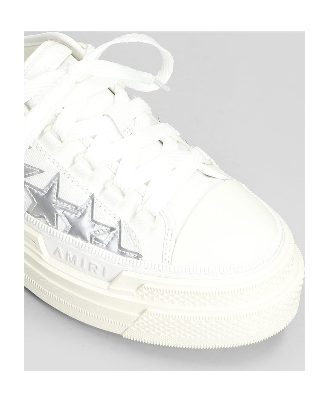 AMIRI Platform Stars Court Sneakers In White Cotton - white