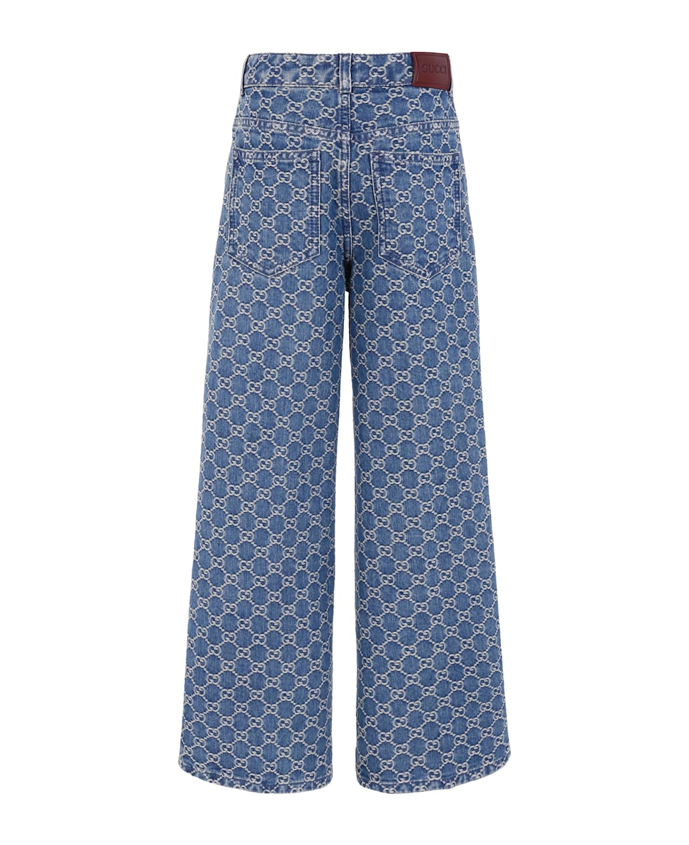 Gucci Denim Jeans For Girl With Gg Motif - Denim