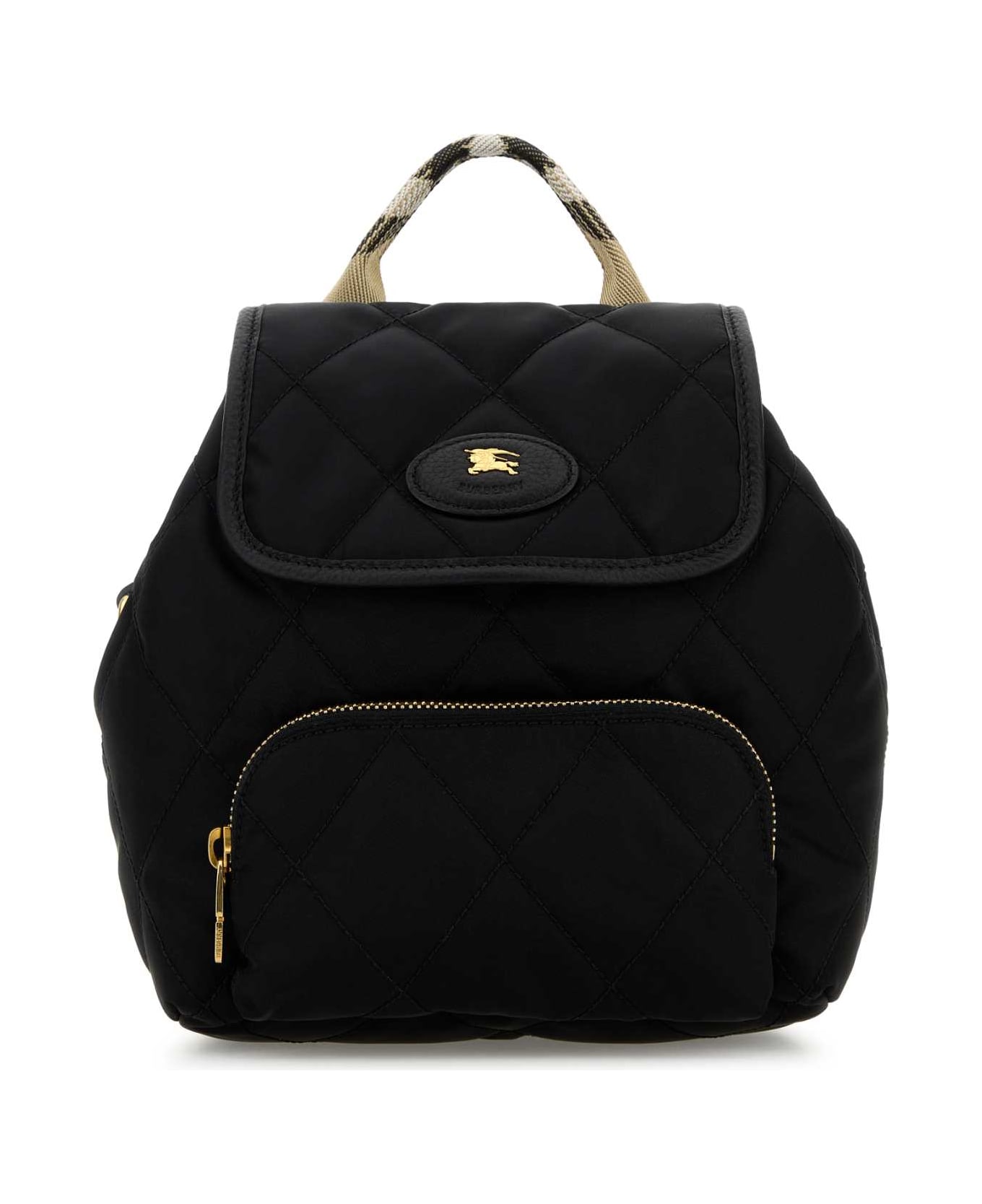 Burberry Black Canvas Mini Horseshoe Backpack - BLACK