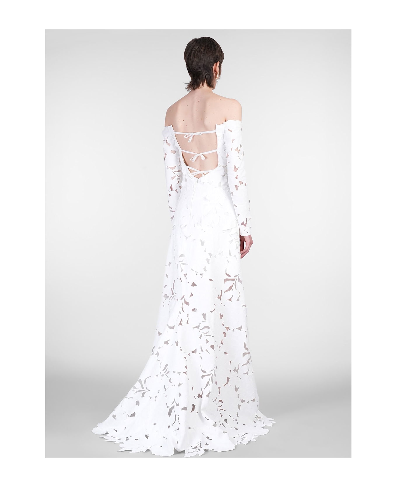 Costarellos Kasia Long Dress In White Polyester - white