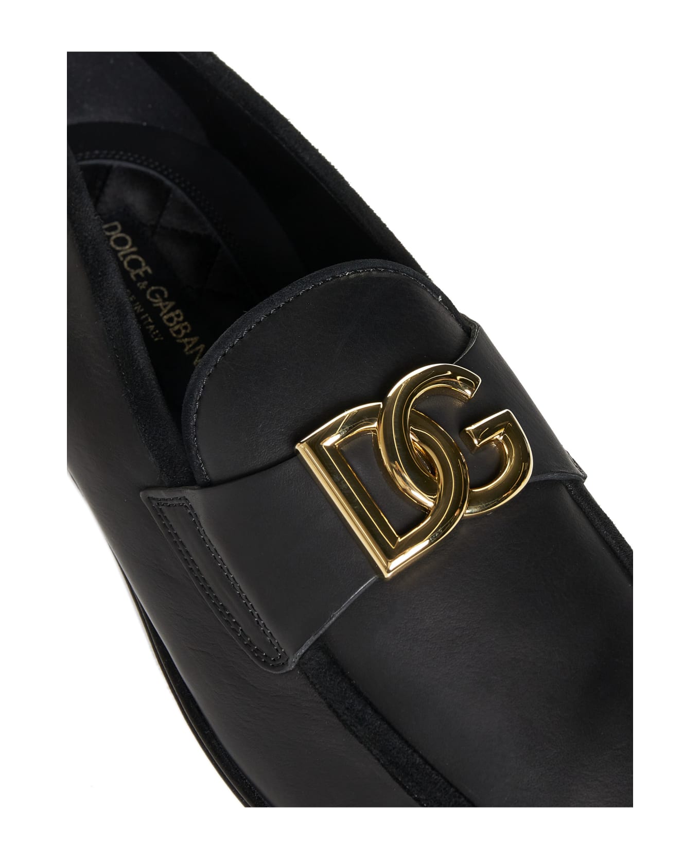 Dolce & Gabbana Loafer With Logo - Black ローファー＆デッキシューズ