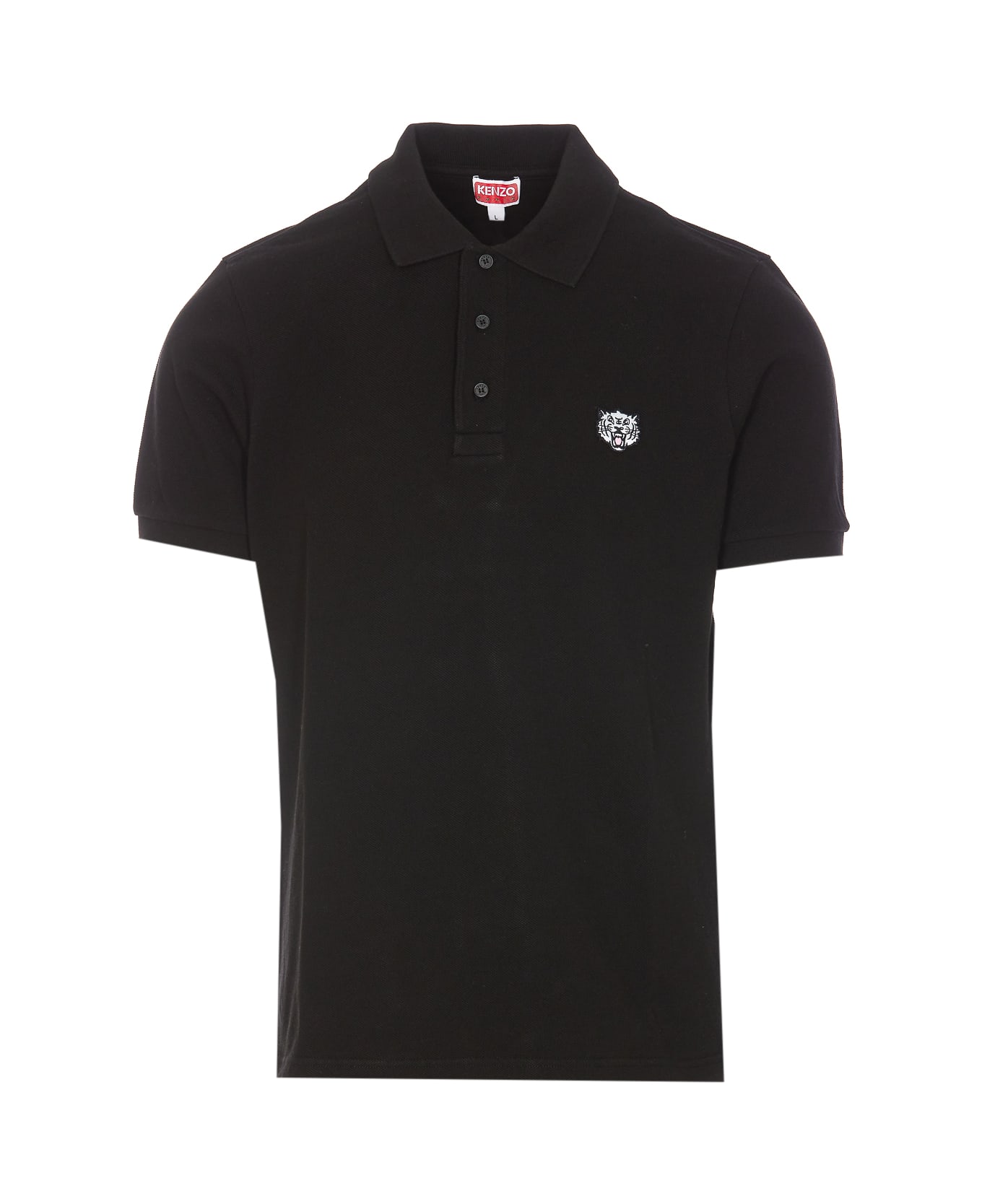 Kenzo Gots Happy Tiger Embroidered Polo - Black