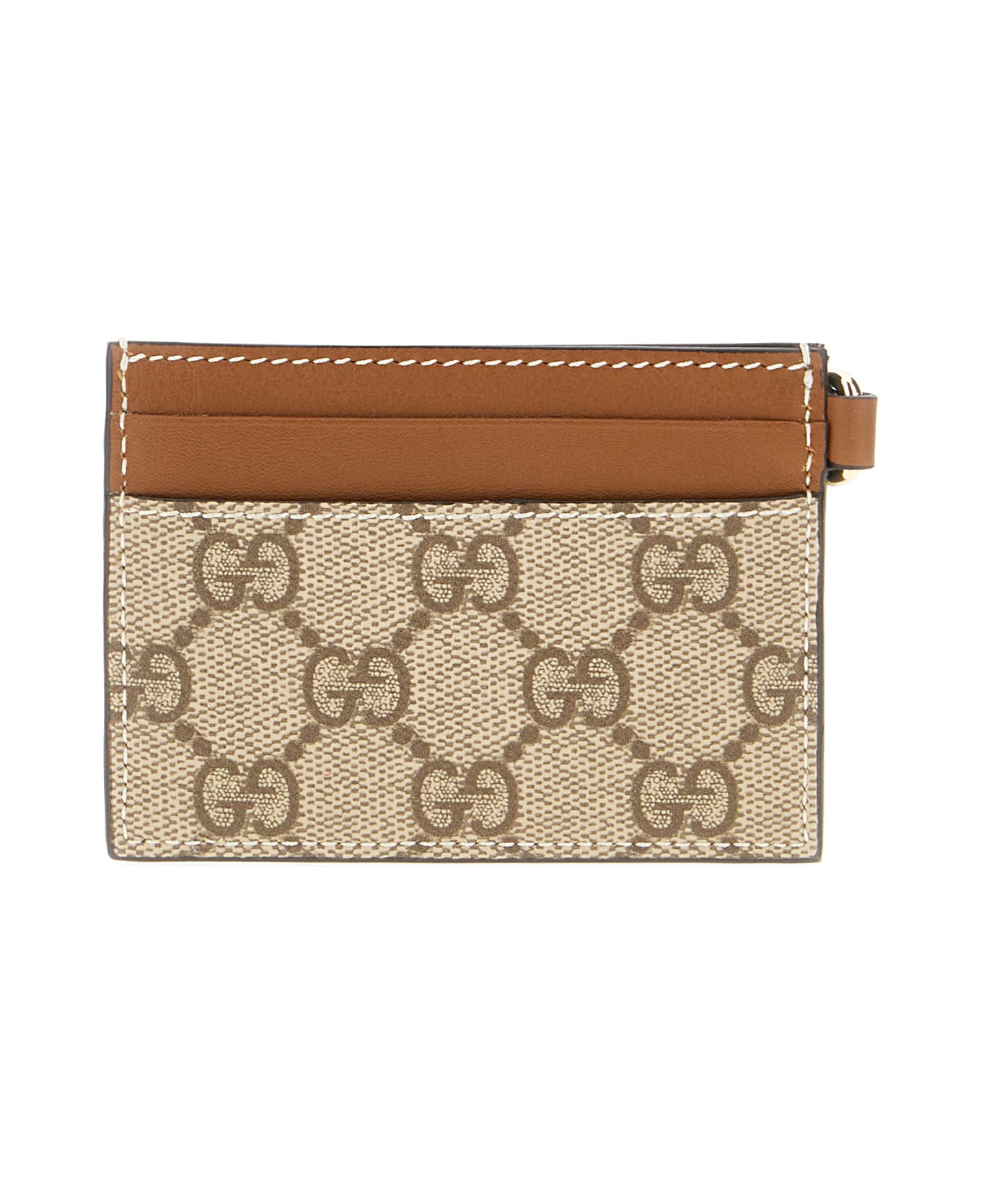 Gucci Leather And Gg Supreme Fabric Card Holder - EBONY SUNDIAL