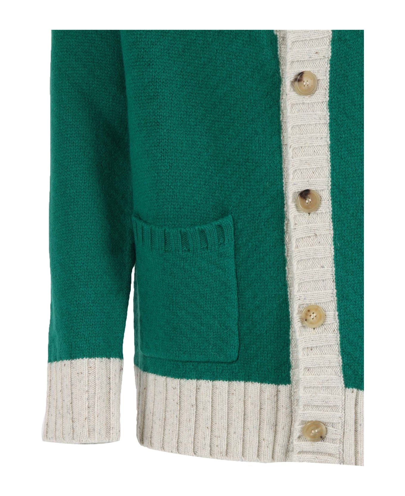 Ballantyne T Neck Cardigan - WHITE