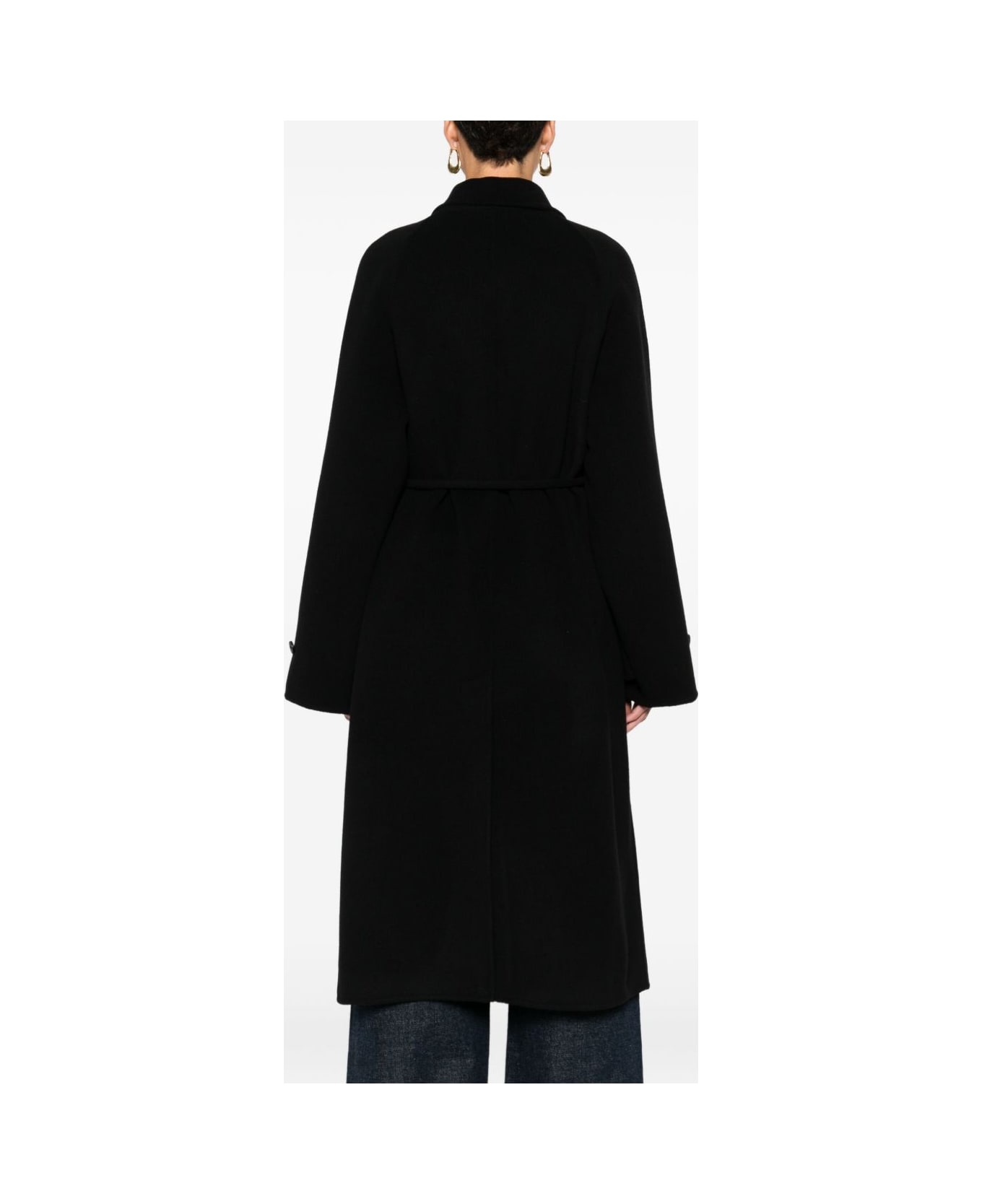 Closed Wool Belted Coat - Black