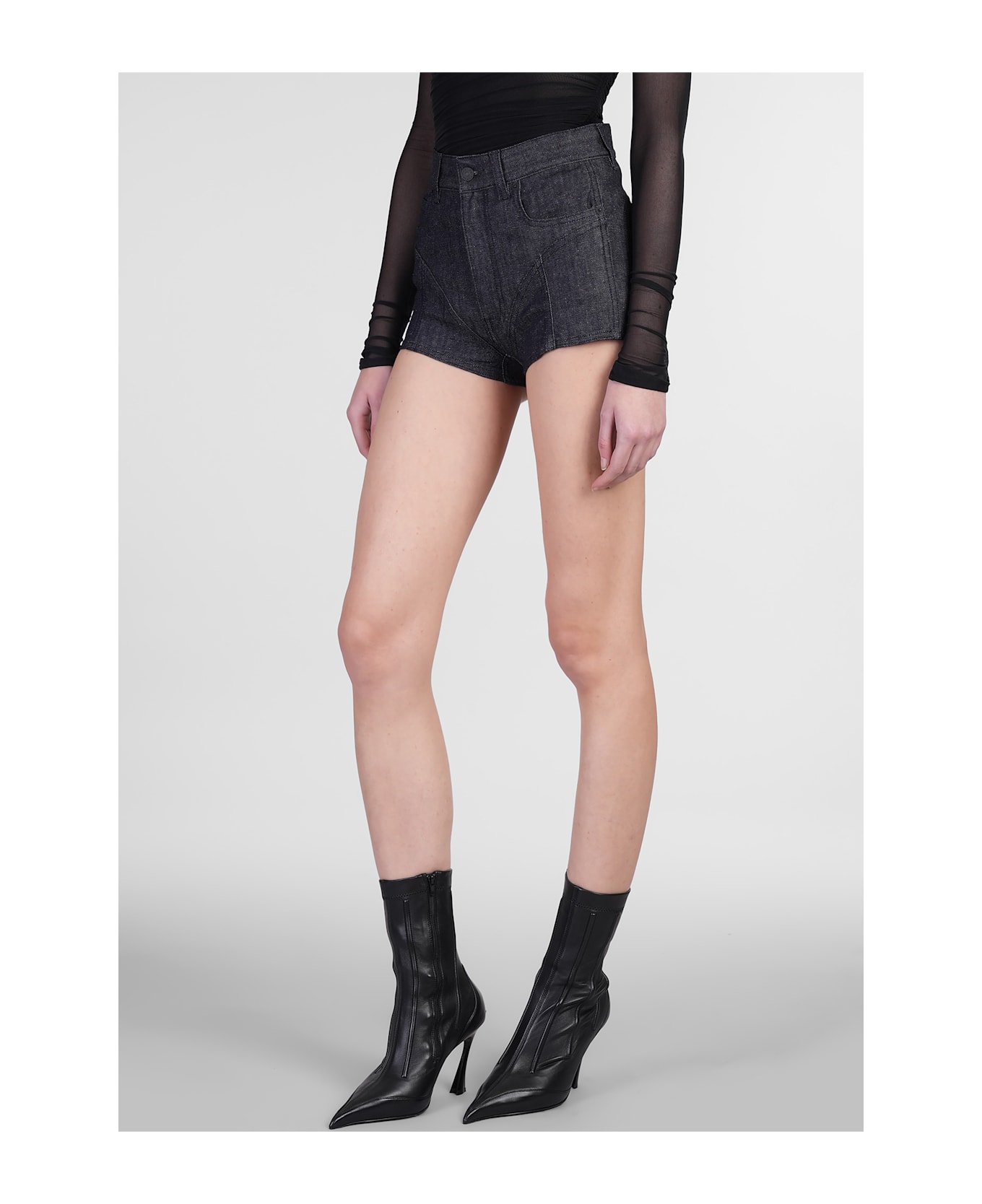 Mugler Shorts In Black Cotton - black