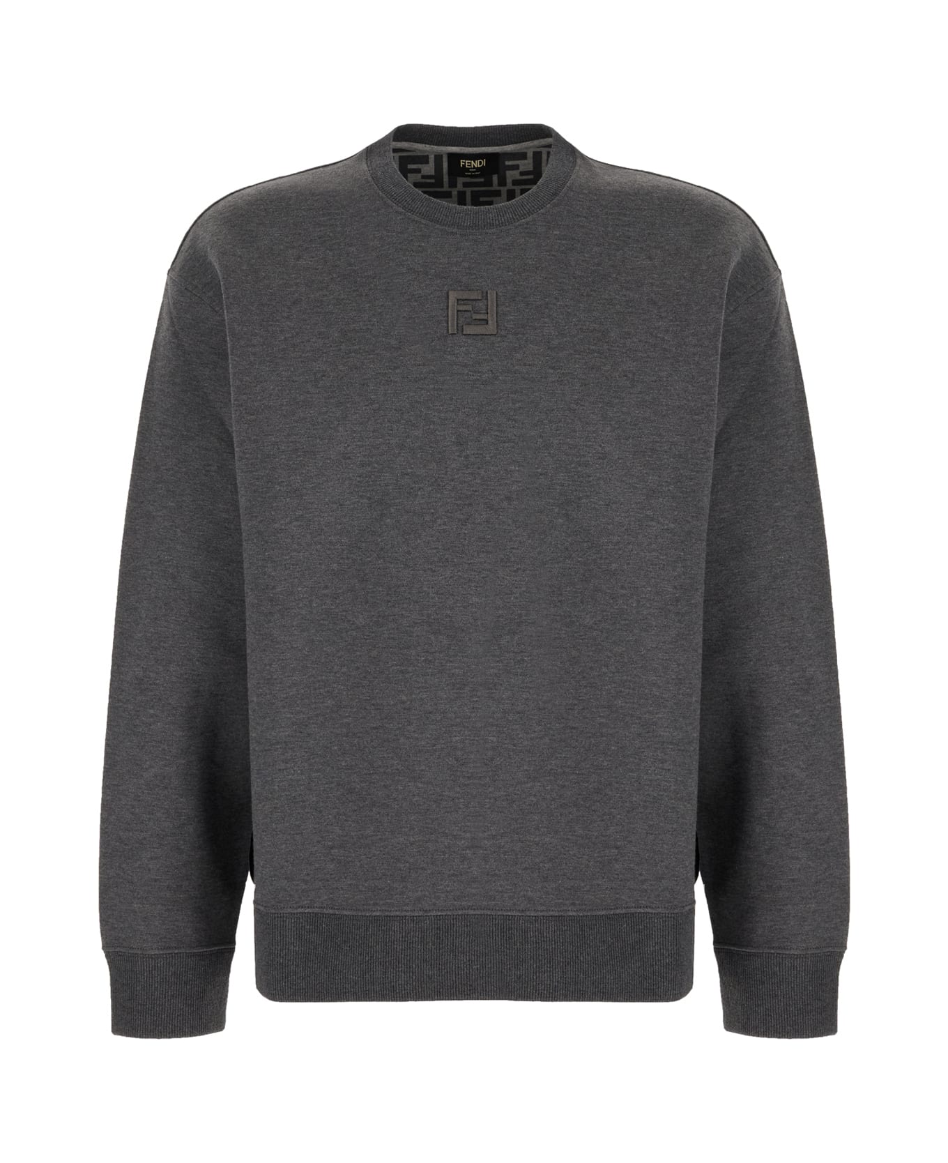 Fendi Dark Grey Cotton Blend Sweatshirt - Grigio