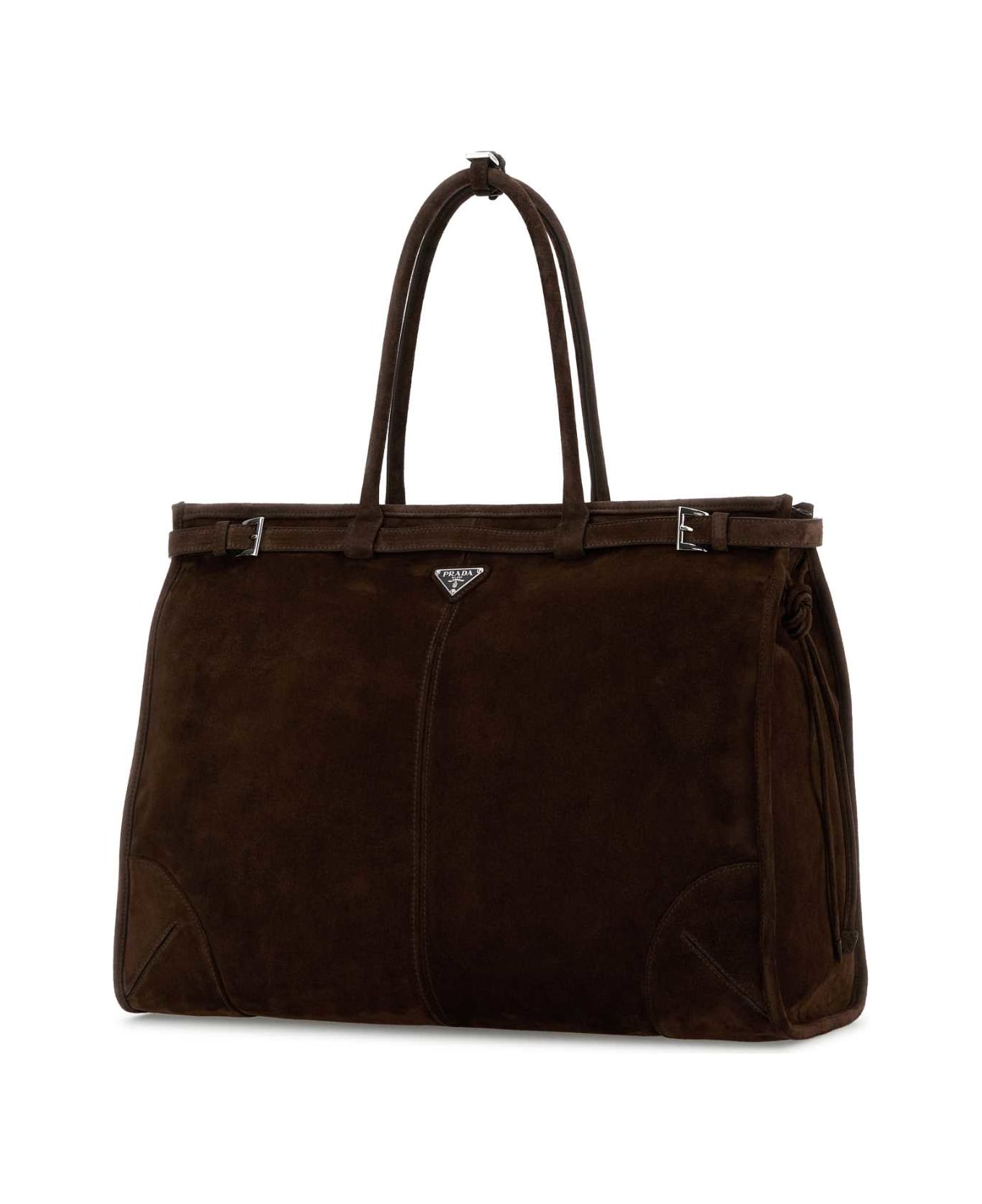Prada Dark Brown Suede Shopping Bag - MORO