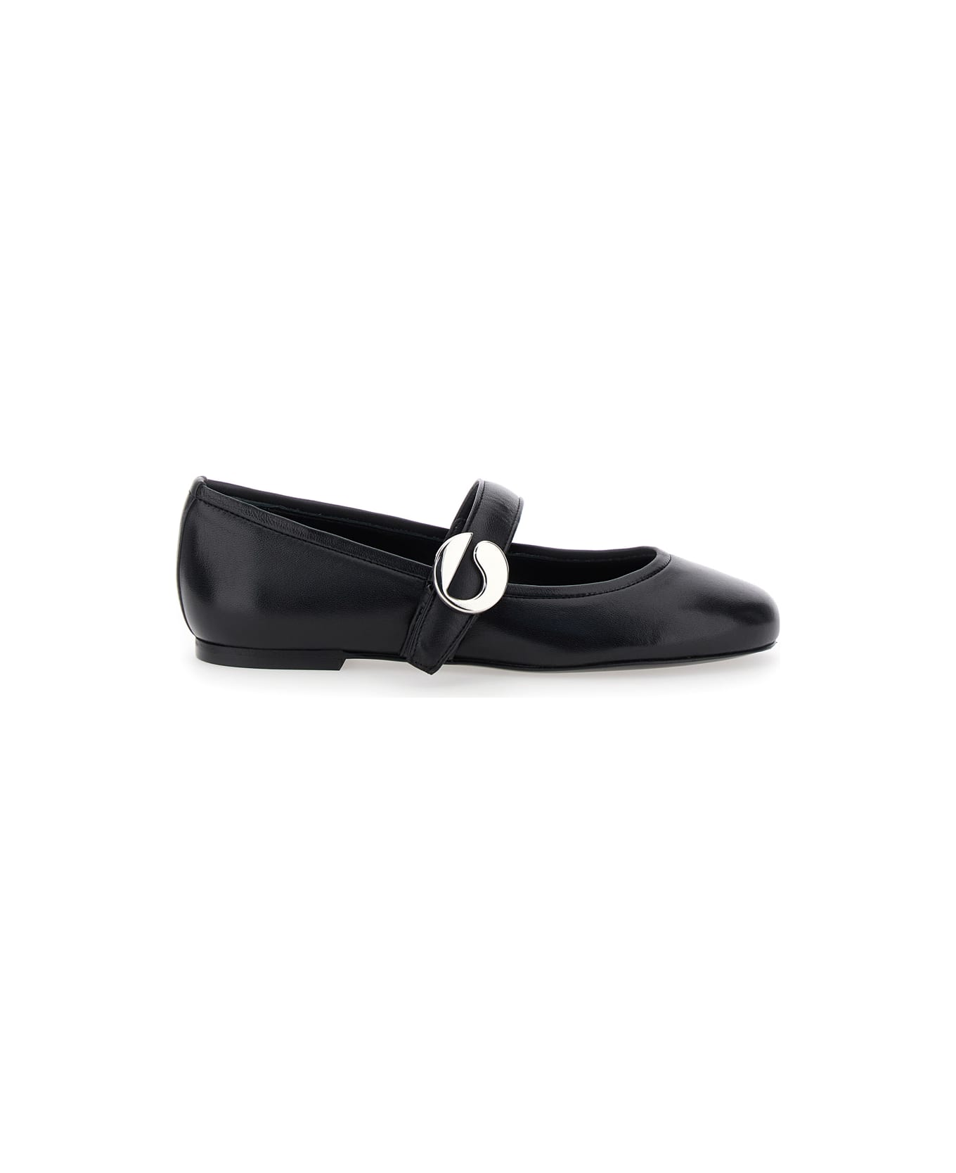 Coperni Black Ballerinas With Metallic Logo And Strap In Smooth Leather Woman - Black