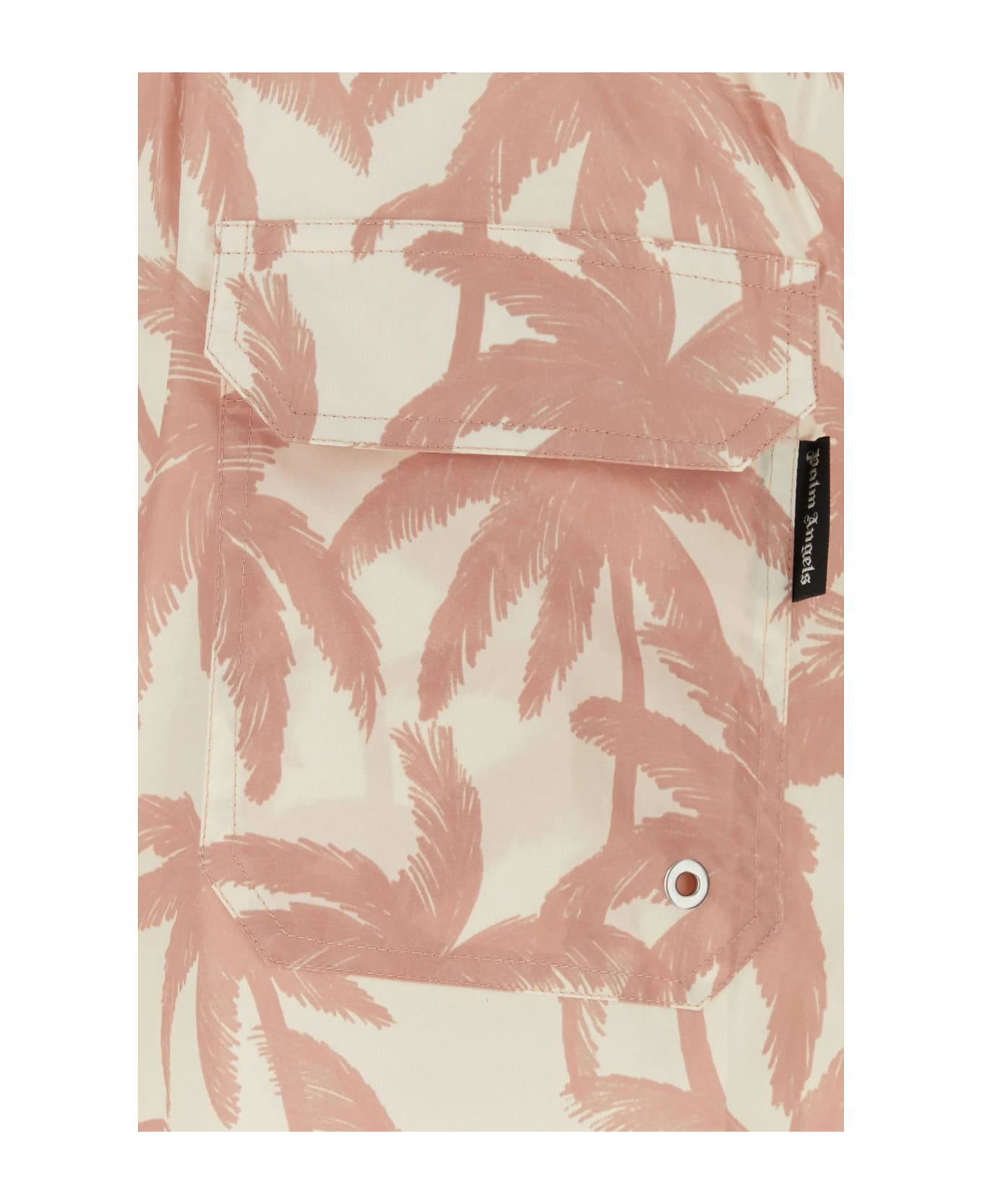 Palm Angels Printed Polyester Swimming Shorts - Bianco rosa