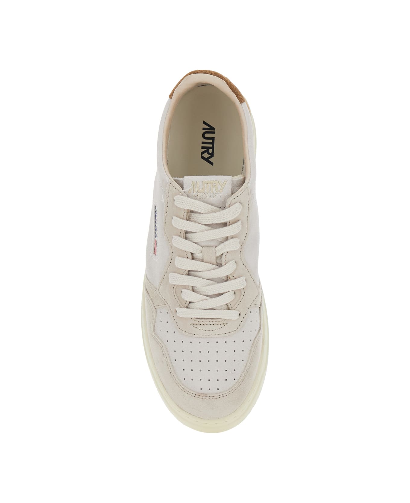 Autry 'medalist Low' Beige Sneaker With Contrasting Back Patch In Leathe Man - Beige