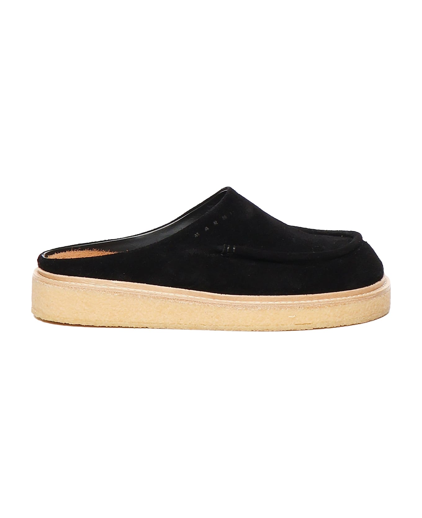 Marni Black Suede Sabot With Para Sole - Black