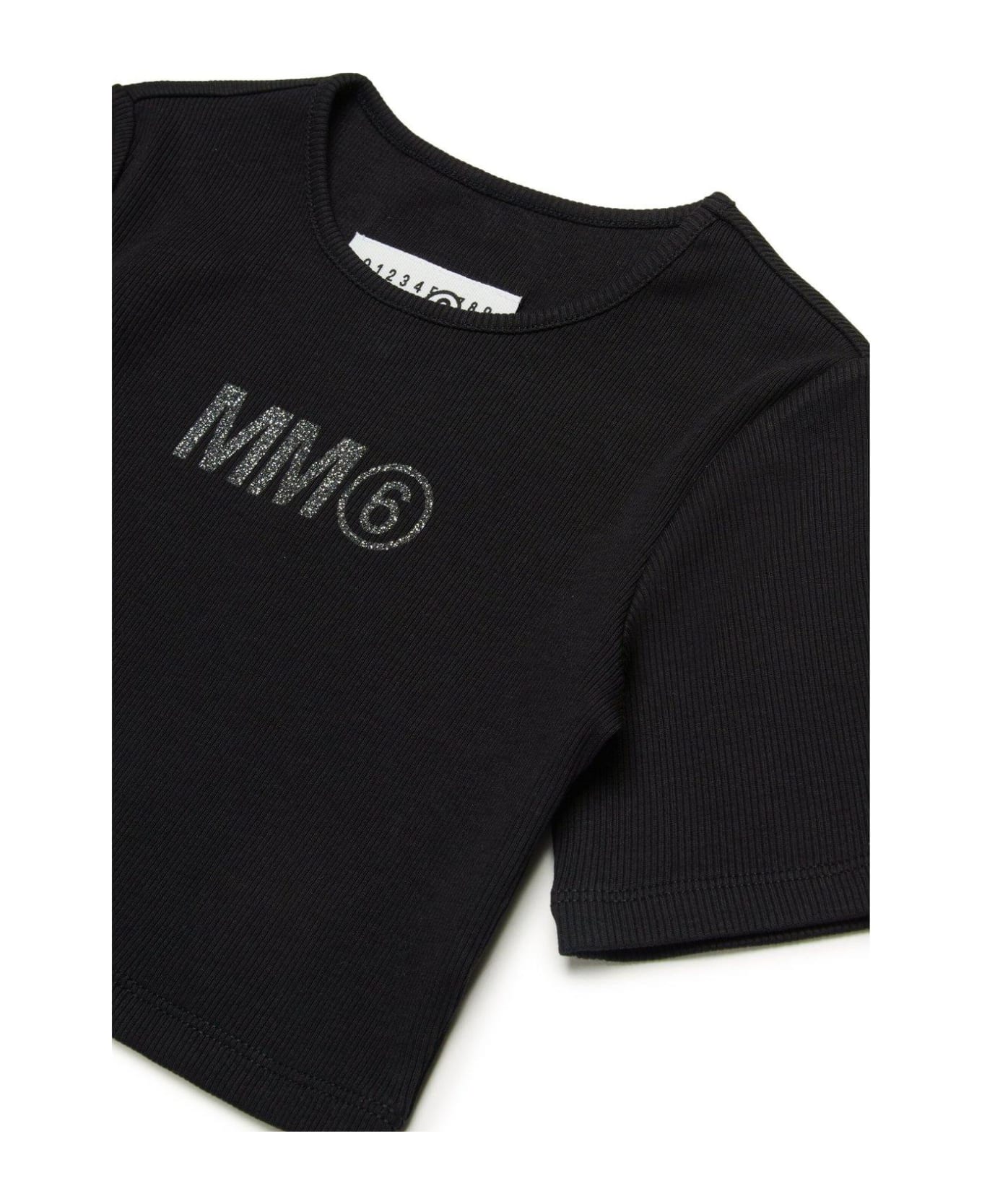 MM6 Maison Margiela Glitter Logo-printed Crewneck T-shirt - Black