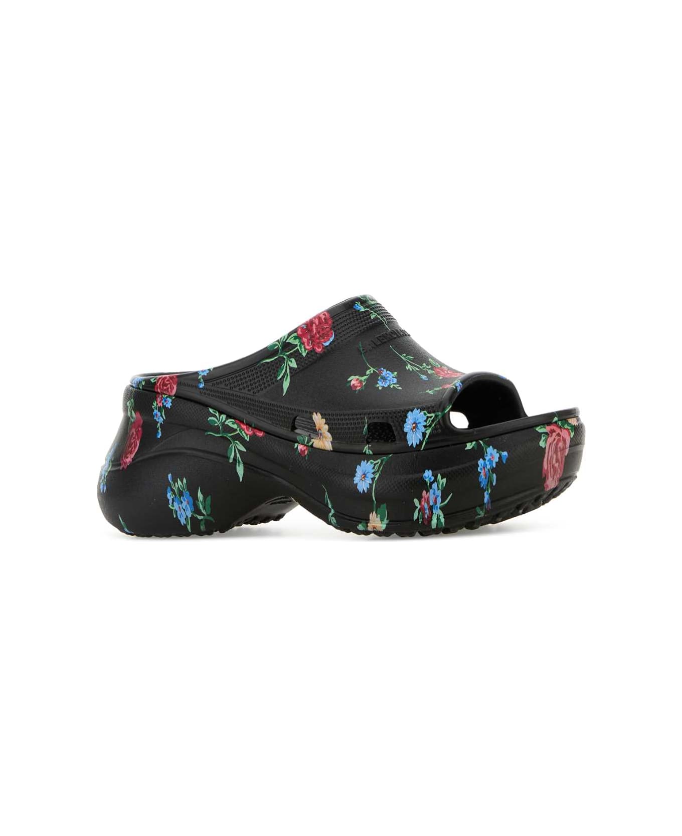 Balenciaga Printed Rubber Balenciaga X Crocsâ ¢ Slide Pool Slippers - FLORAL FALLING BLACK