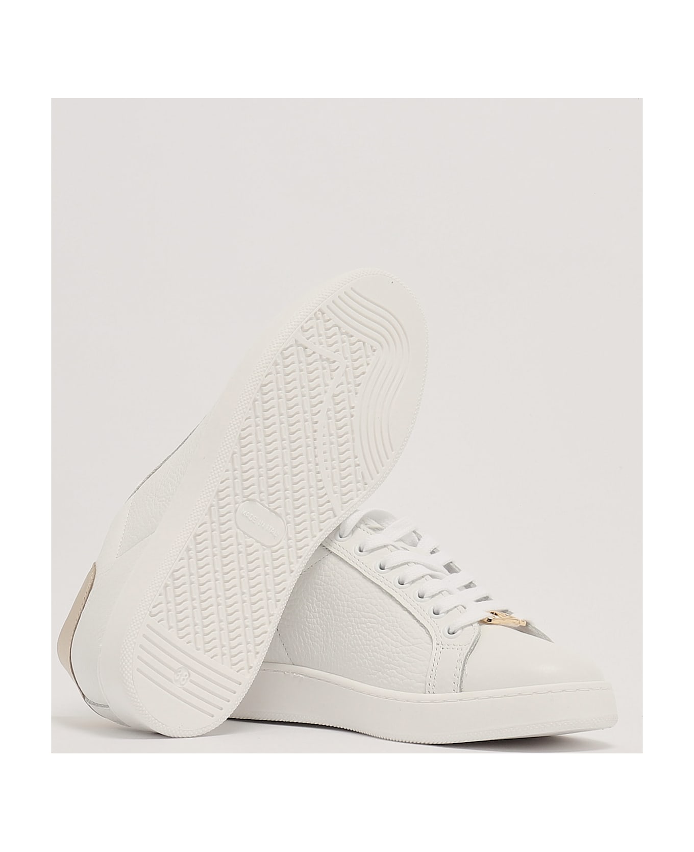 TwinSet Leather Sneaker - BIANCO-ORO