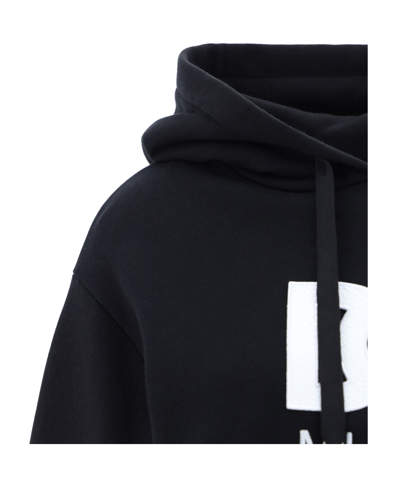 Dolce & Gabbana Logo Embroidery Cropped Hoodie - Nero