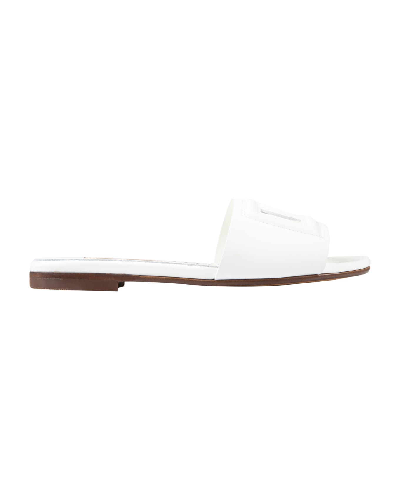 Dolce & Gabbana White Sandals For Girl With Logo - White