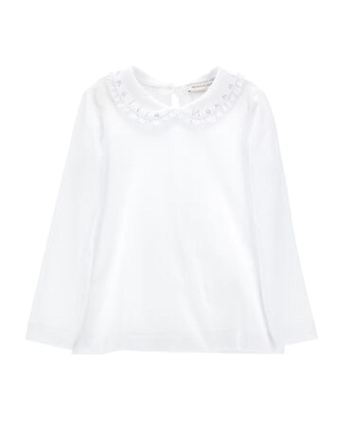 Monnalisa Logo Embellished Straight Hem Shirt - White