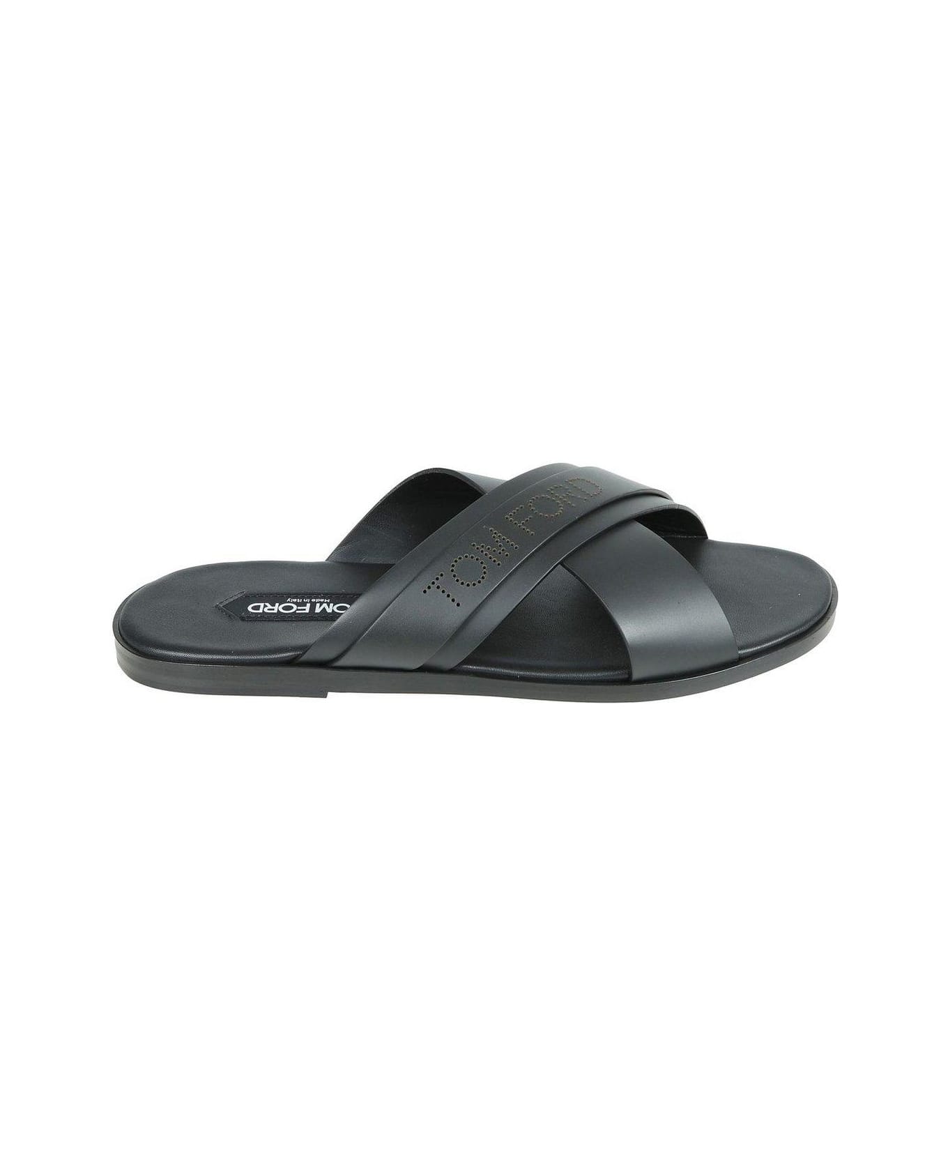 Tom Ford Logo Perforated Open Toe Sandals - Nero