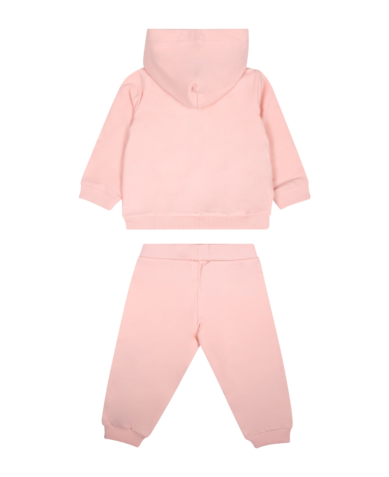 Moschino Pink Set For Baby Girl With Teddy Bear And Logo - Pink ボトムス