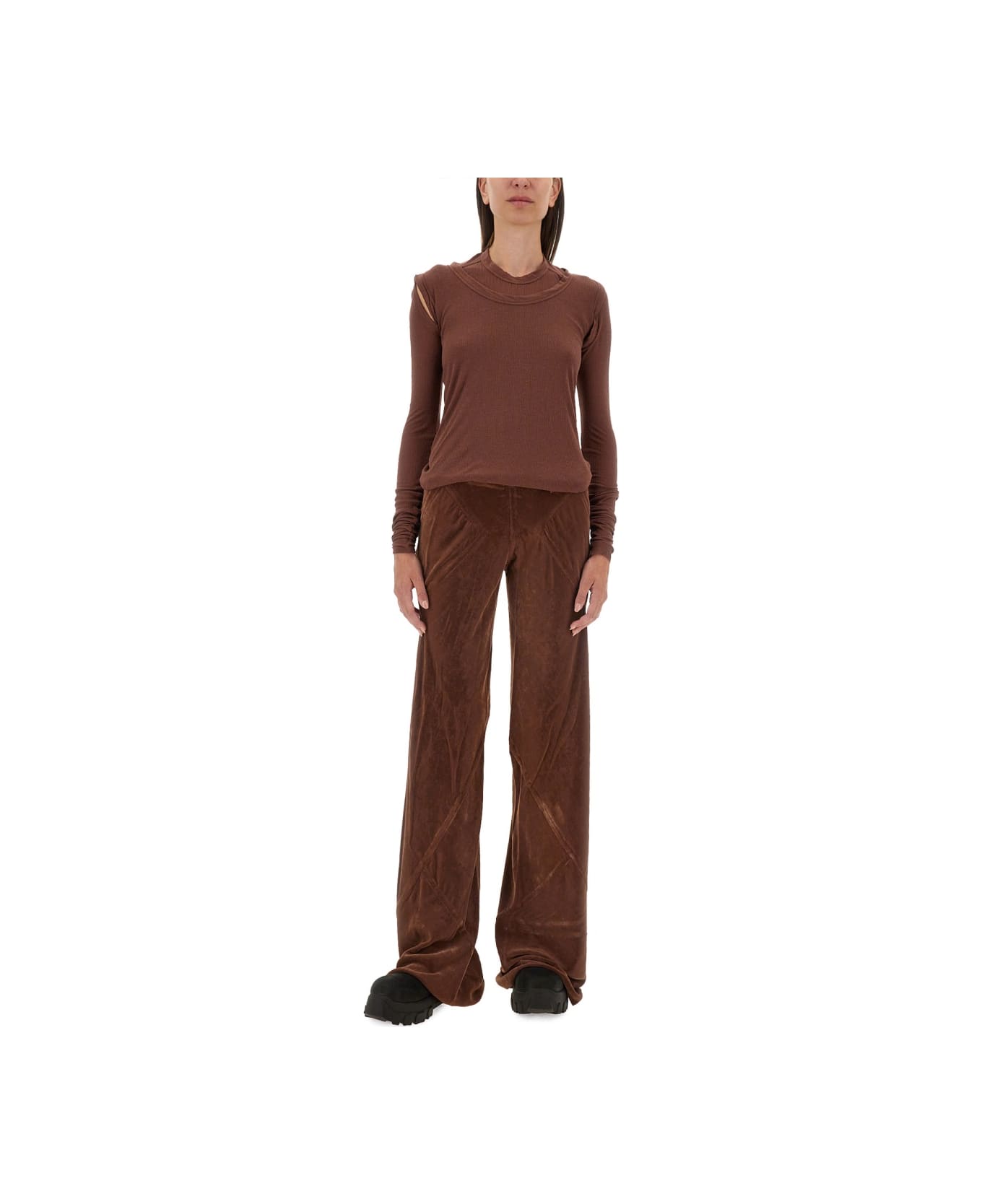 Rick Owens Silk T-shirt - BROWN