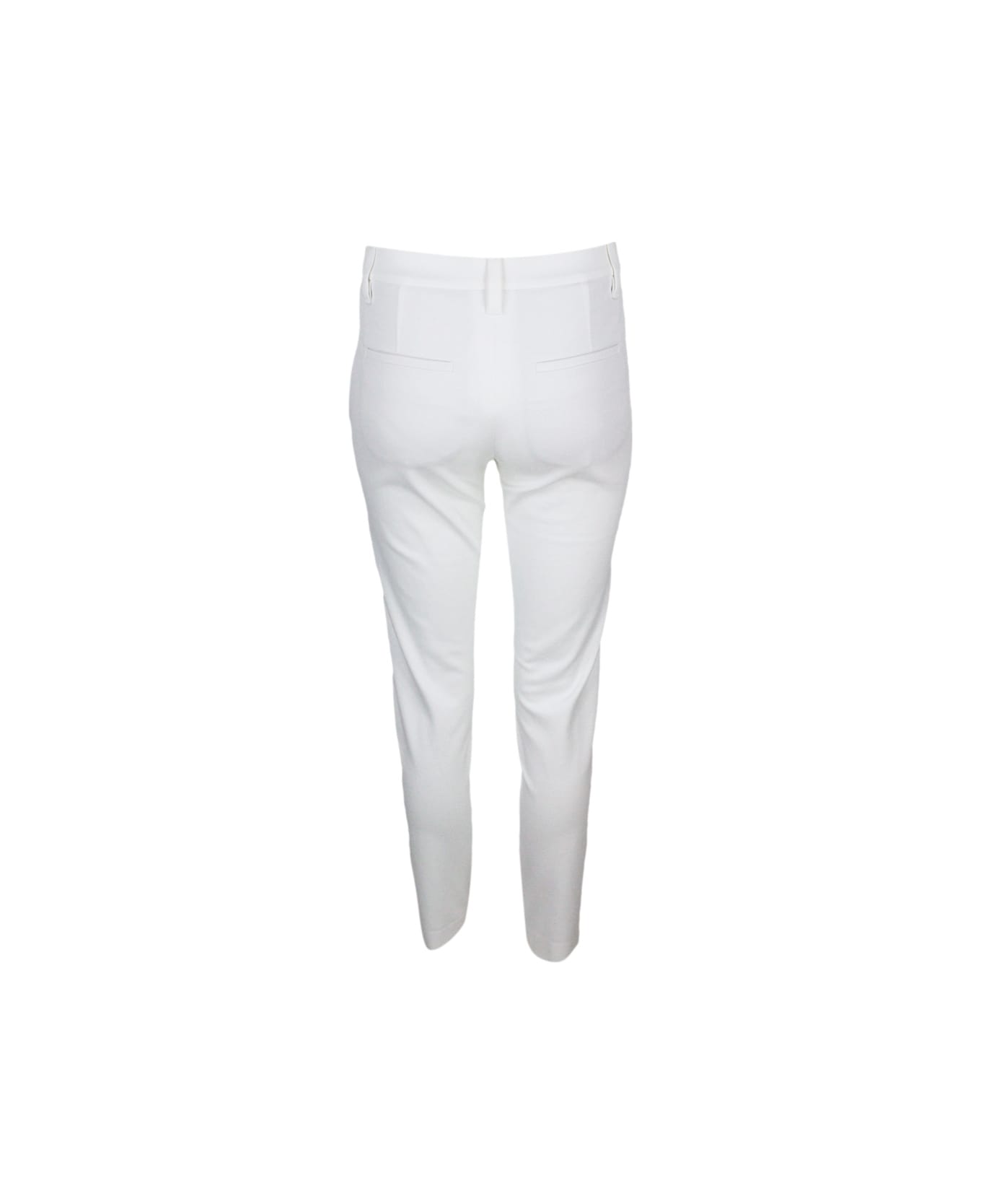 Brunello Cucinelli Stretch Cotton Cigarette Trousers - White