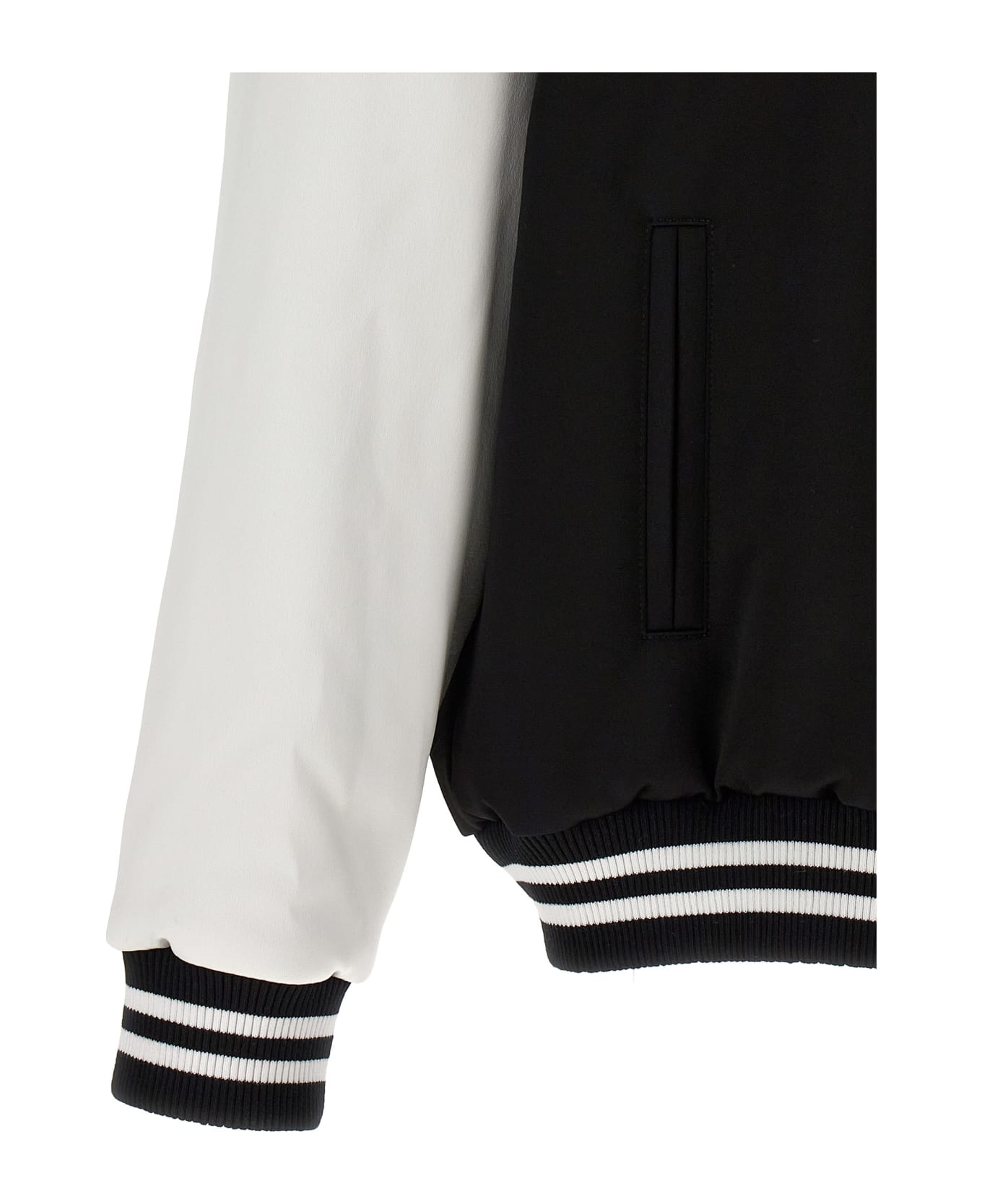 Balmain 'embroidered Badges Satined Varsity' Bomber Jacket - White/Black