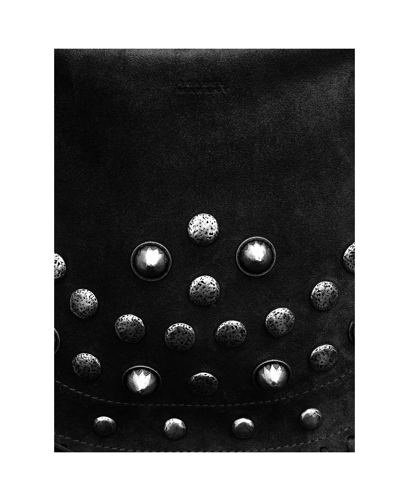 Isabel Marant 'oskan Soft' Black Bag With Stud Decorations And Fringed Edge In Suede Woman - Black
