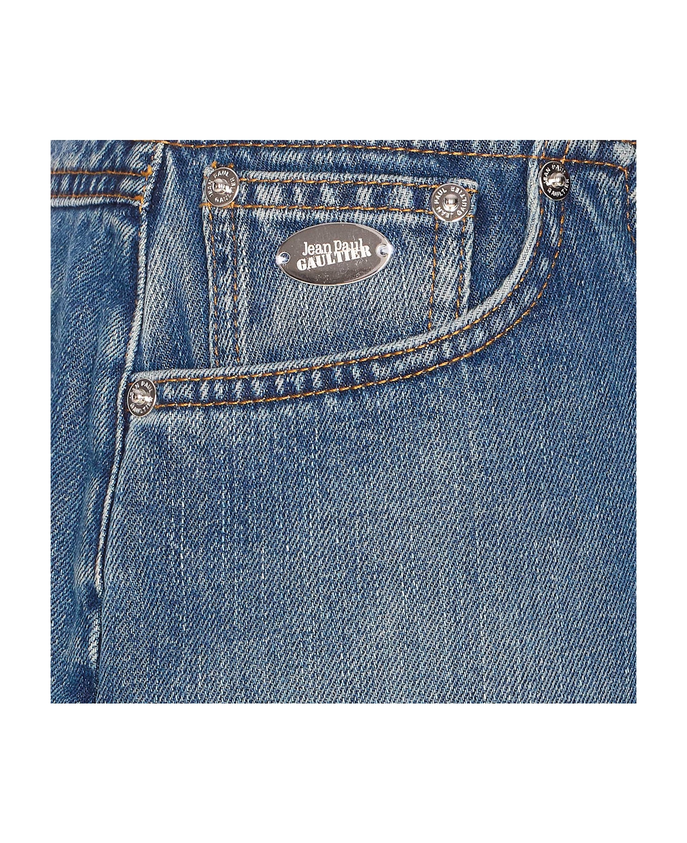 Jean Paul Gaultier Mini Denim Front Zipped Skirt - Blue