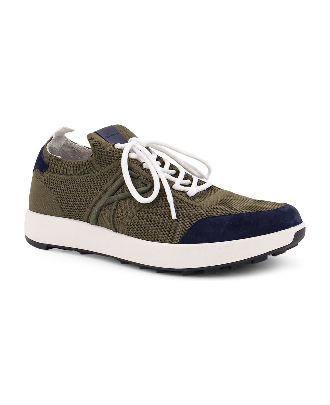 Kiton Low-top Mesh Sneakers With Suede Profiles - Green