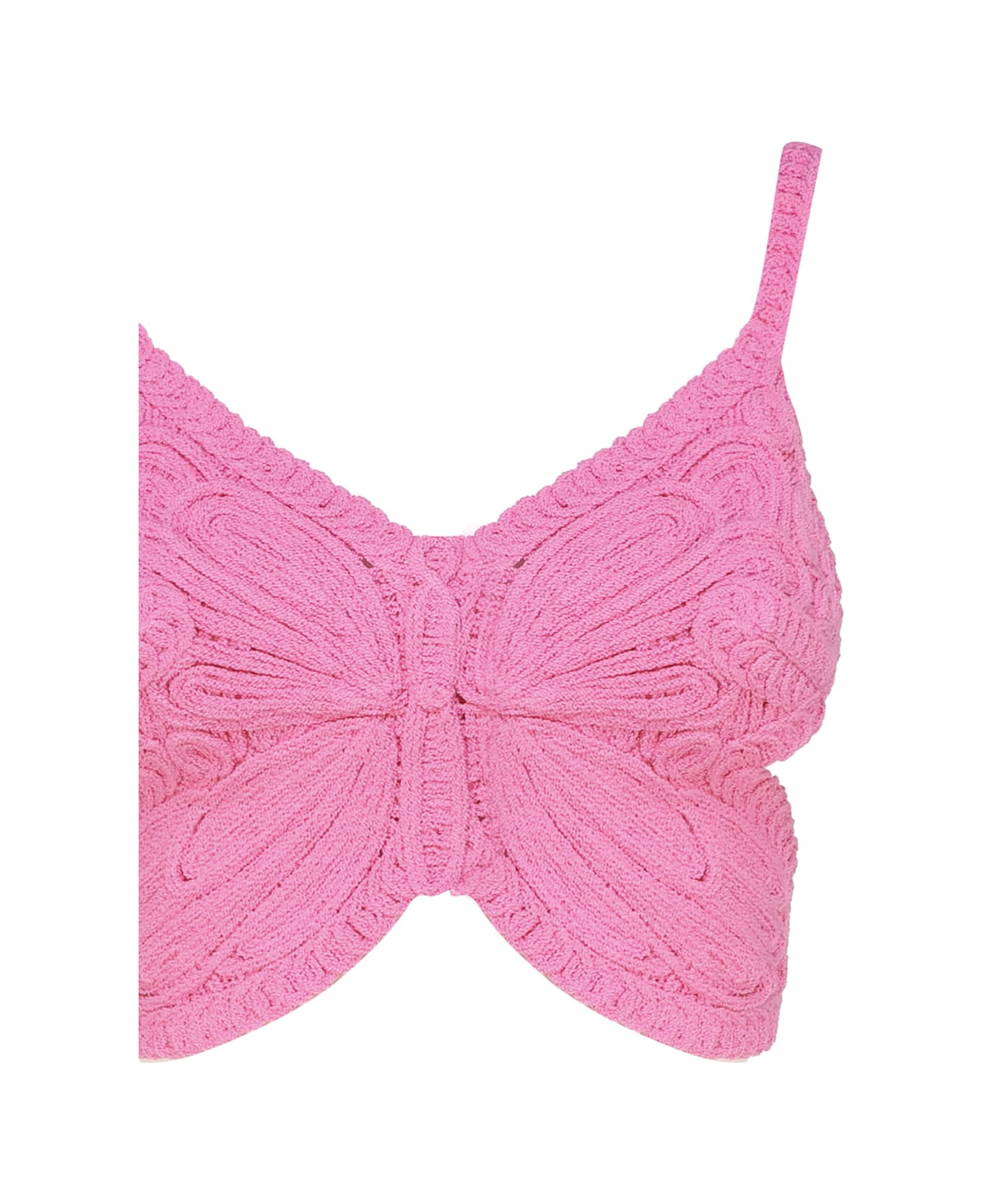 Blumarine Cropped Top With Butterfly Embroidery - Pink ブラジャー