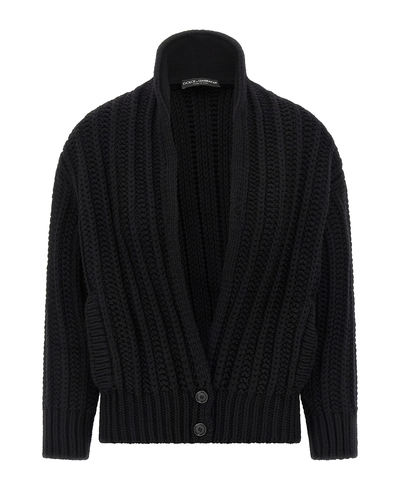 Dolce 
Gabbana Coarse Wool Cardigan - Black
