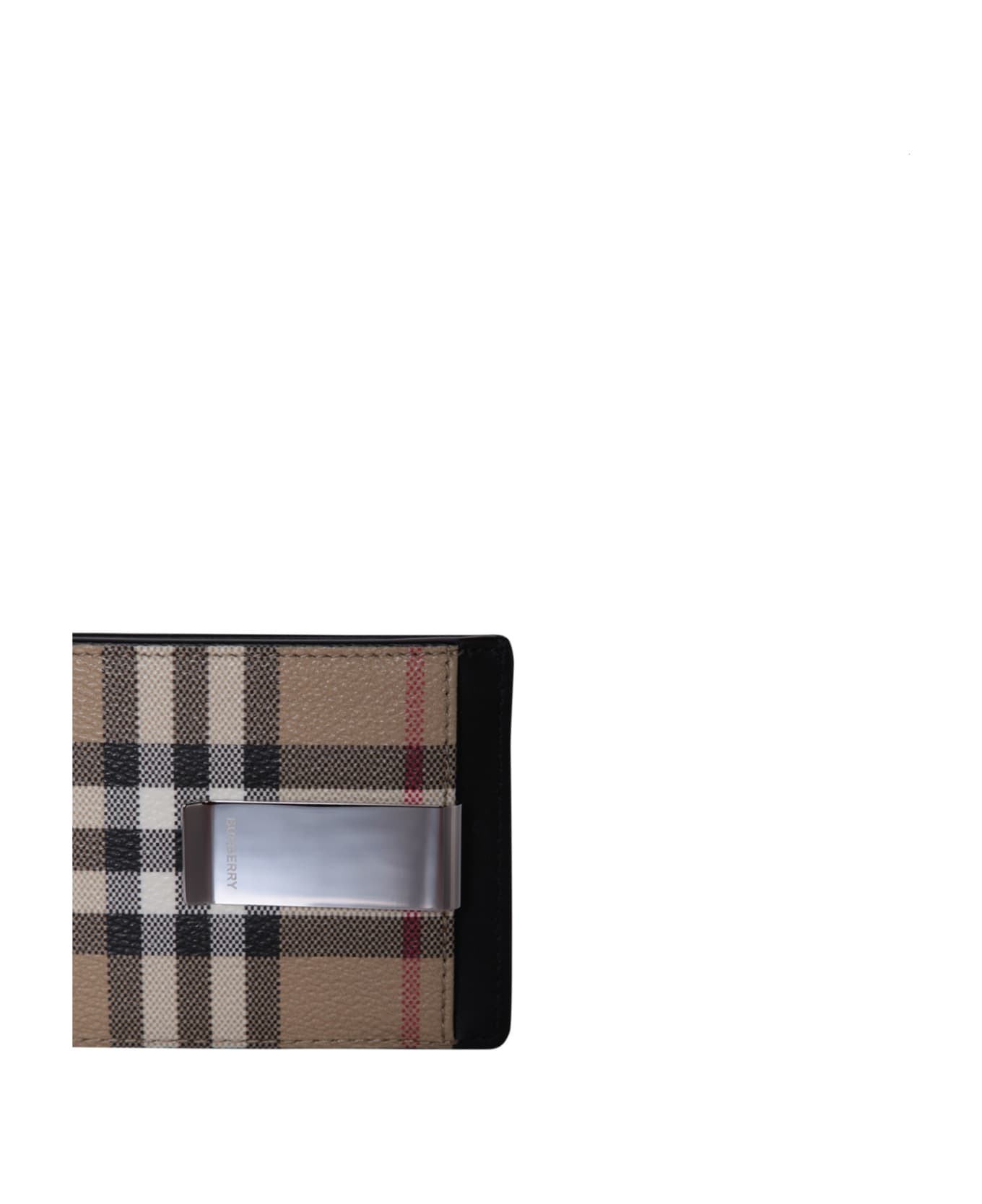 Burberry Checked Logo Engraved Cardholder - Beige 財布