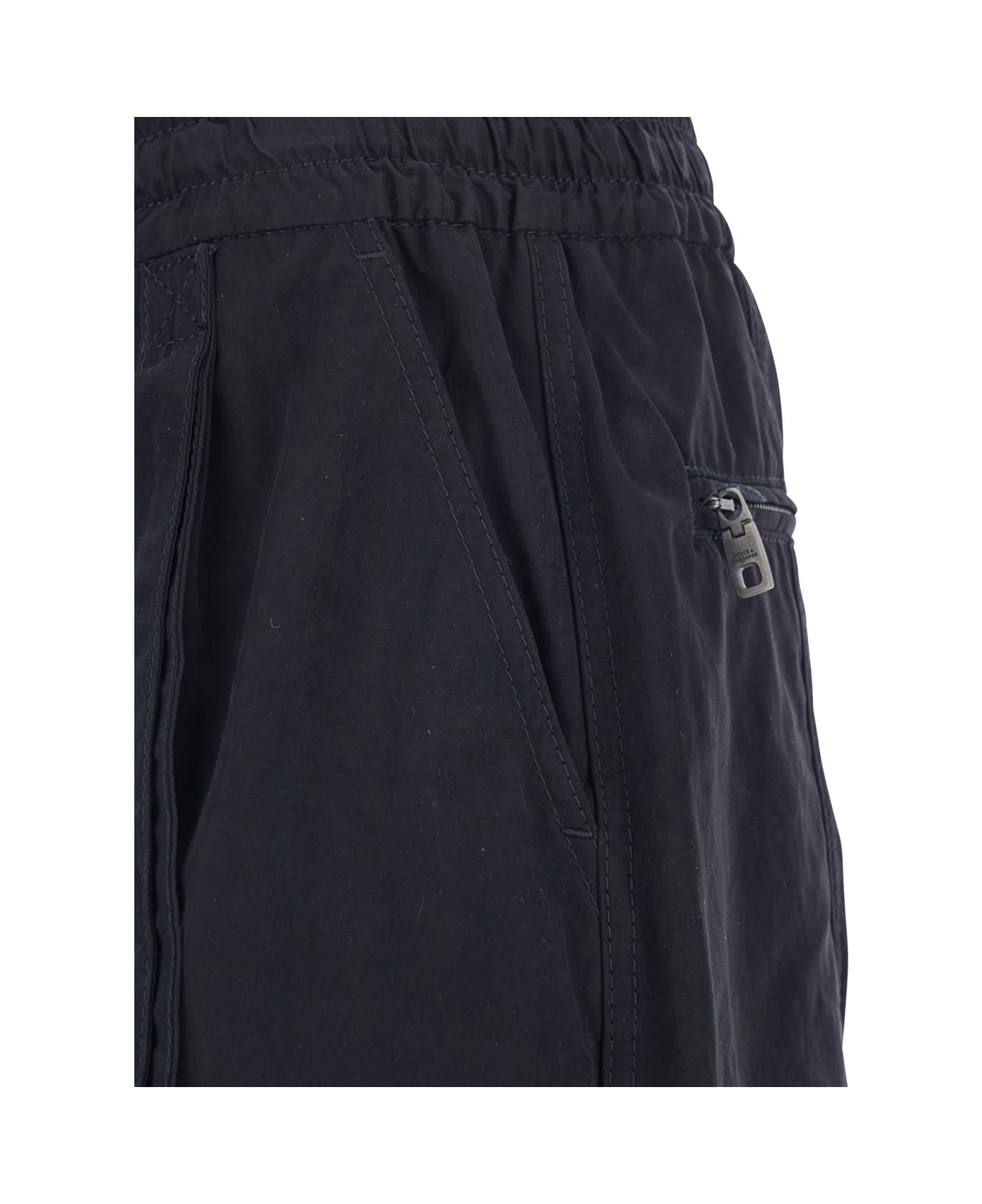 Dolce 
Gabbana Black Cargo Pants With Elastic Waist With Faded Effect In Cotton Blend Woman - Black