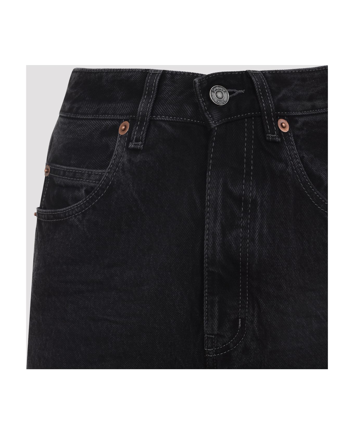 Saint Laurent V Waist Baggy Jeans - French Black