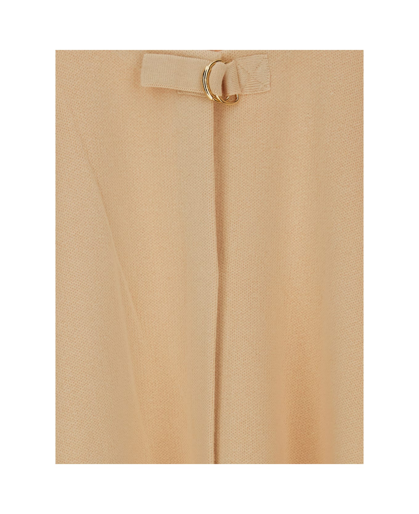Chloé Beige Crew Neck Cape With Logo Lettering On The Edges In Cotton Girl - Beige
