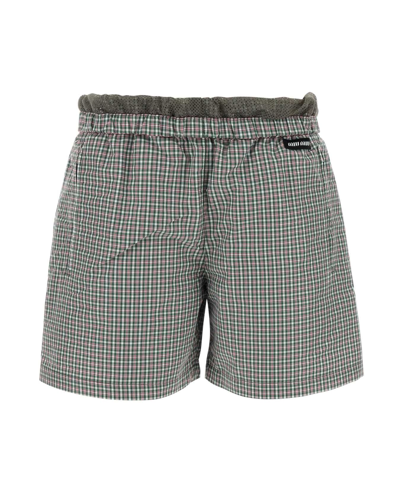 Miu Miu Embroidered Nylon Blend Shorts - BOTTIGLIABIANCO