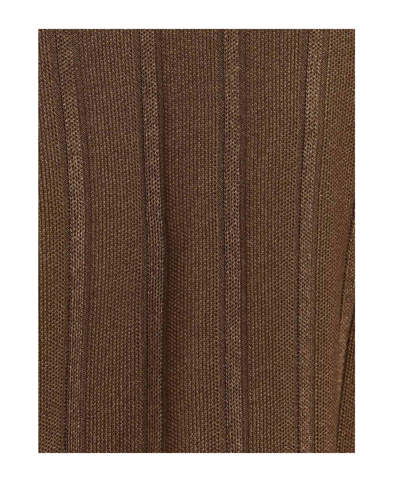 Saint Laurent Ribbed Knit Cardigan - Brown